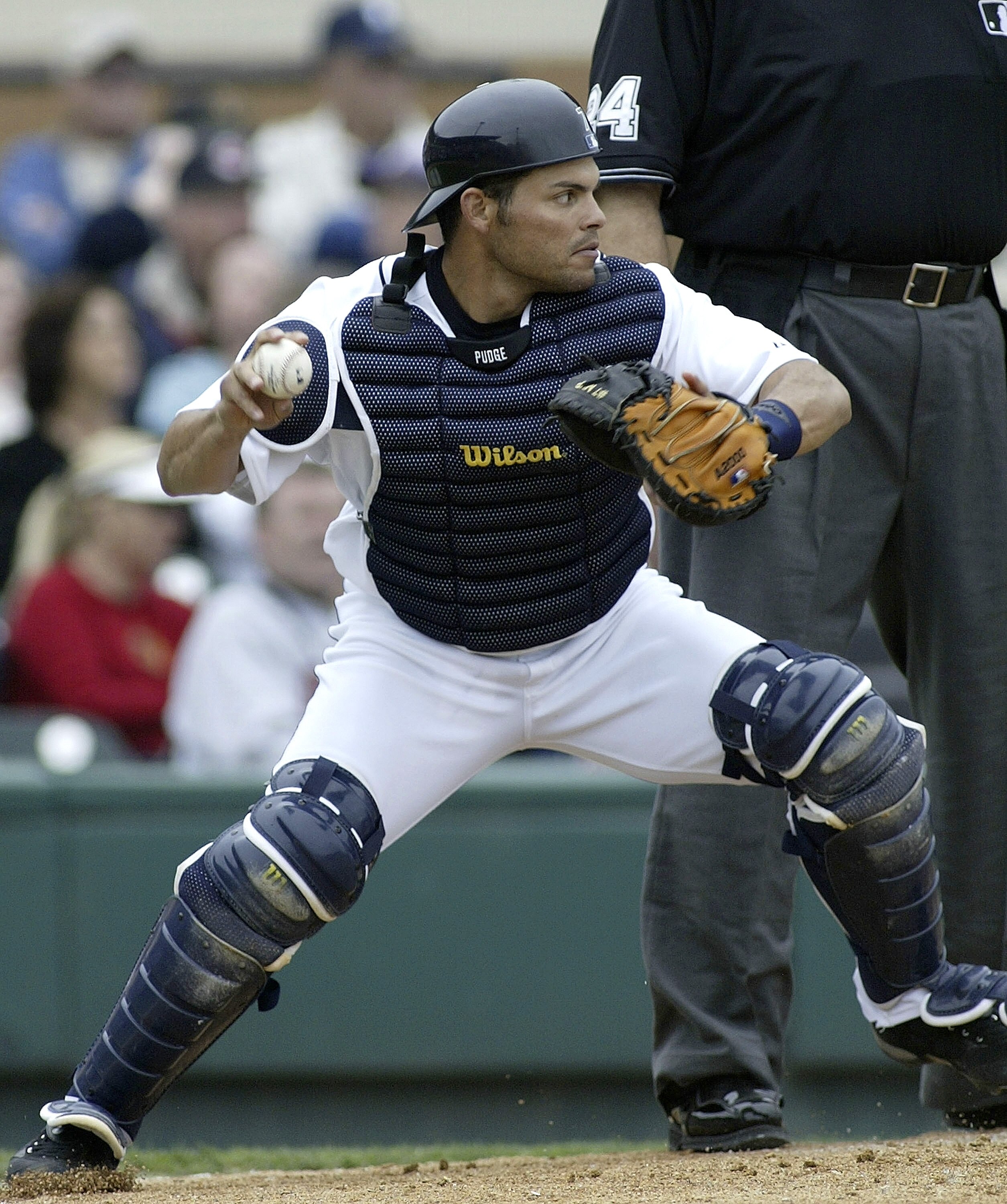 LAKELAND, FL - MARCH 03: Ivan Rodriquez #7 of the Detroit Tigers readies to throw to third base during a Spring Training game against the Cleveland Indians on March 3,2007 at Joker Marchant Stadium in Lakeland, Florida. (Photo by Rick Stewart/Getty Images