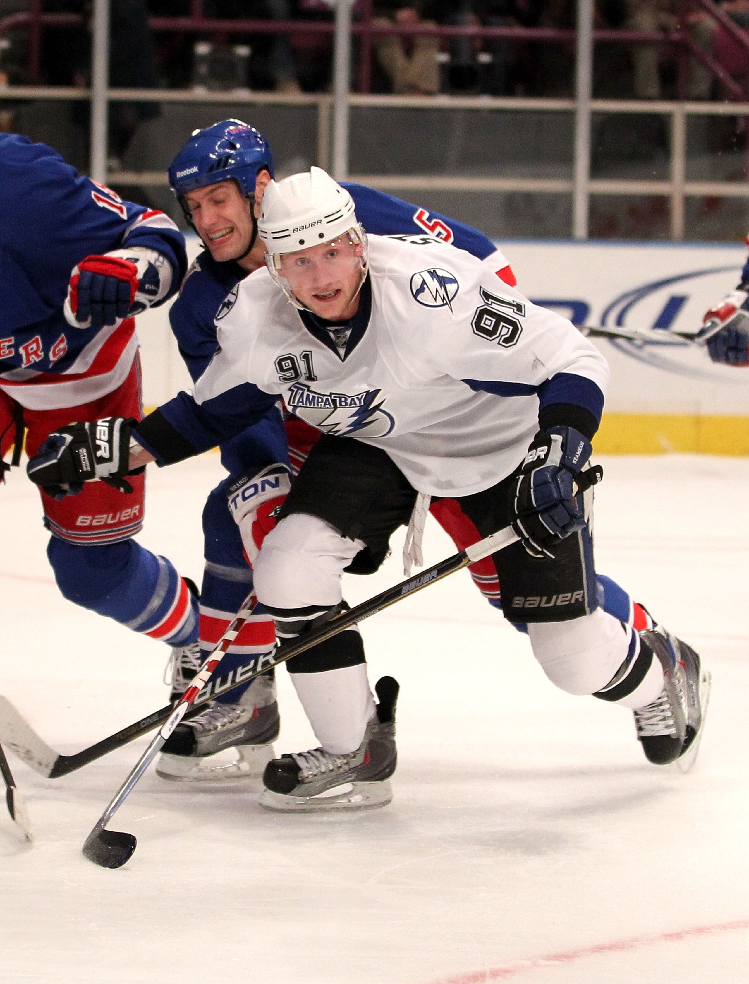NEW YORK, NY - DECEMBER 23: Steven Stamkos #91 of the Tampa Bay Lightning skates during an NHL hockey game against the New York Rangers at Madison Square Garden on December 23, 2010 in New York City. (Photo by Paul Bereswill/Getty Images) NEW YORK, NY - DECEMBER 23: Steven Stamkos #91 of the Tampa Bay Lightning skates during an NHL hockey game against the New York Rangers at Madison Square Garden on December 23, 2010 in New York City. (Photo by Paul Bereswill/Getty Images)