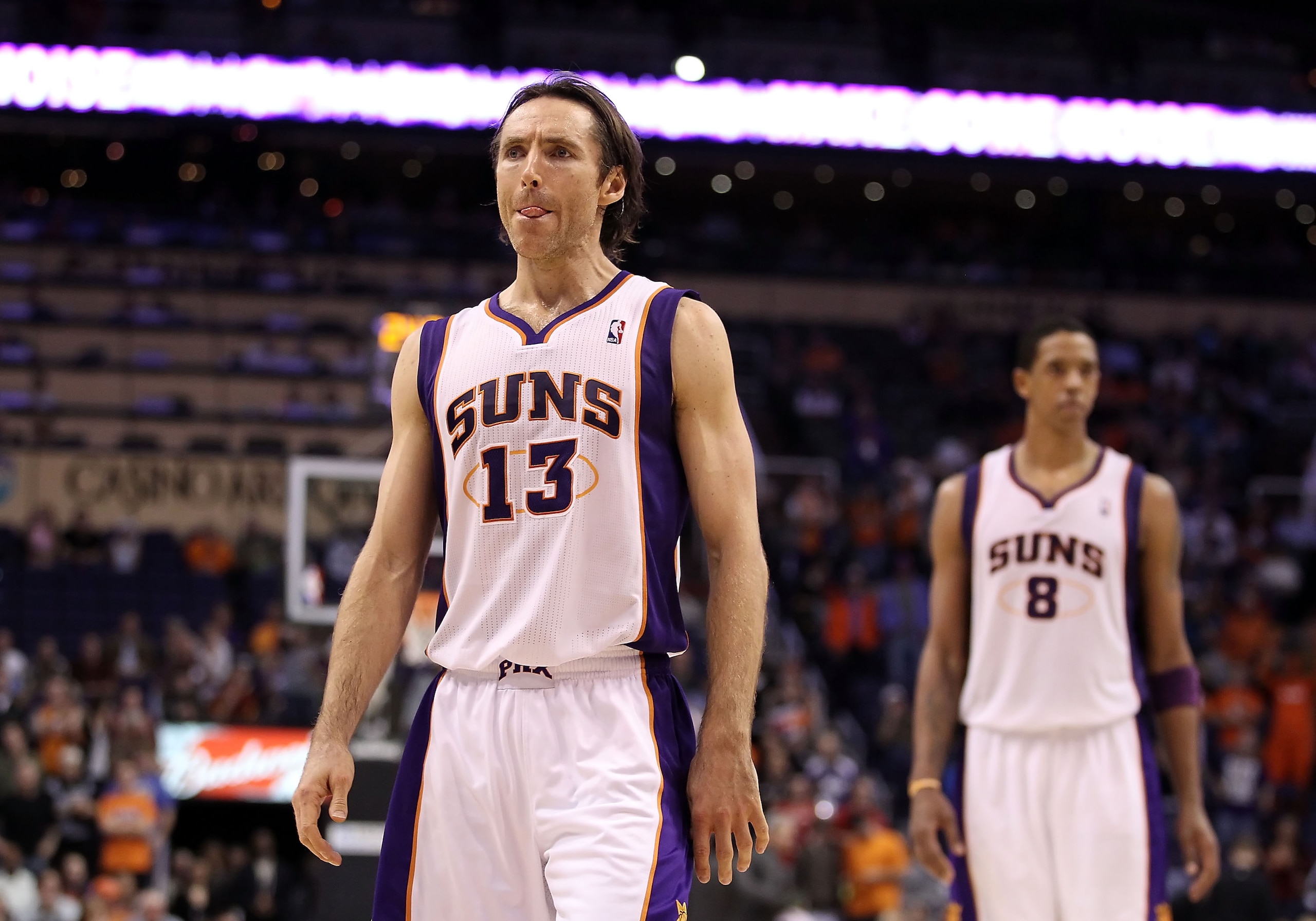 PHOENIX - DECEMBER 15:  Steve Nash #13 of the Phoenix Suns walks down court during the NBA game against the Minnesota Timberwolves at US Airways Center on December 15, 2010 in Phoenix, Arizona.  The Suns defeated the Timberwolves 128-122.  NOTE TO USER: U