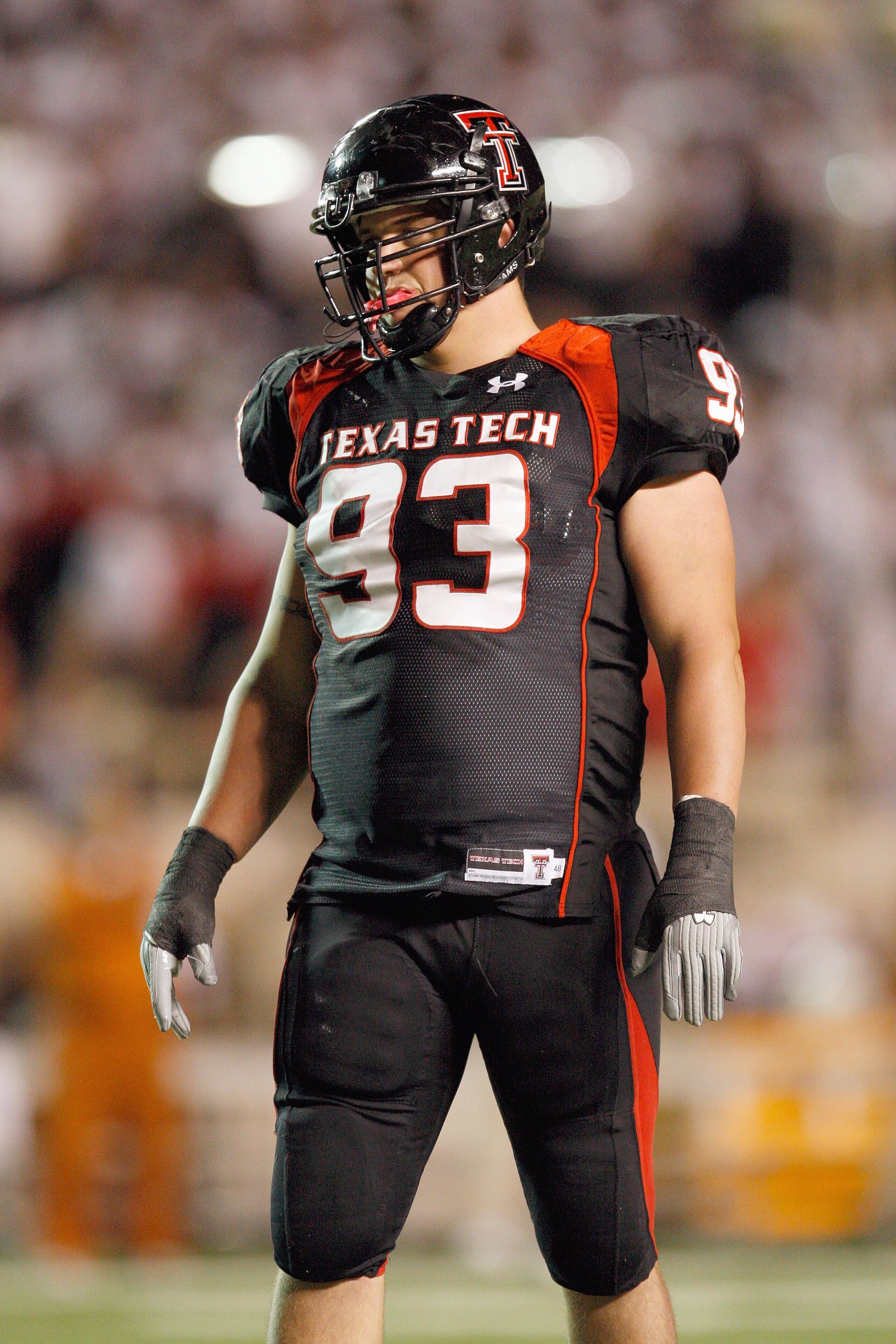 LUBBOCK, TEXAS - NOVEMBER 1: Colby Whitlock #93 of the Texas Tech Red Raiders stands on the field during the game against the Texas Longhorns on November 1, 2008 at Jones Stadium in Lubbock, Texas. (Photo by: Jamie Squire/Getty Images) LUBBOCK, TEXAS - NOVEMBER 1: Colby Whitlock #93 of the Texas Tech Red Raiders stands on the field during the game against the Texas Longhorns on November 1, 2008 at Jones Stadium in Lubbock, Texas. (Photo by: Jamie Squire/Getty Images)