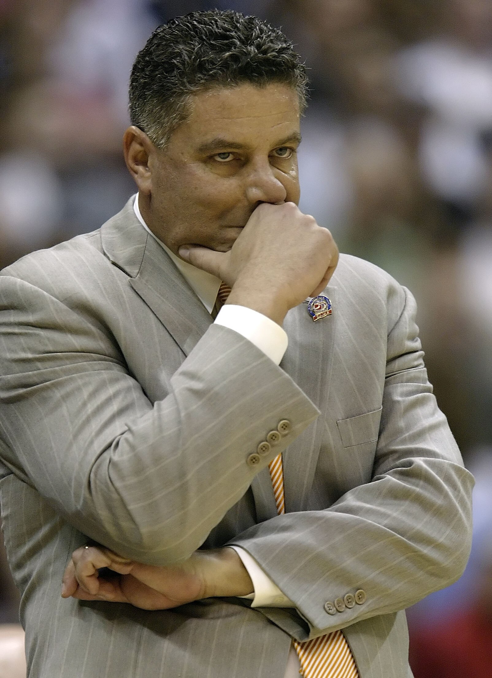 SAN ANTONIO - MARCH 22:  Head coach Bruce Pearl of the Tennessee Volunteers coaches against the Ohio State Buckeyes during the round of 16 of the NCAA Men's Basketball Tournament at the Alamodome March 22, 2007 in San Antonio, Texas.  (Photo by Ronald Mar