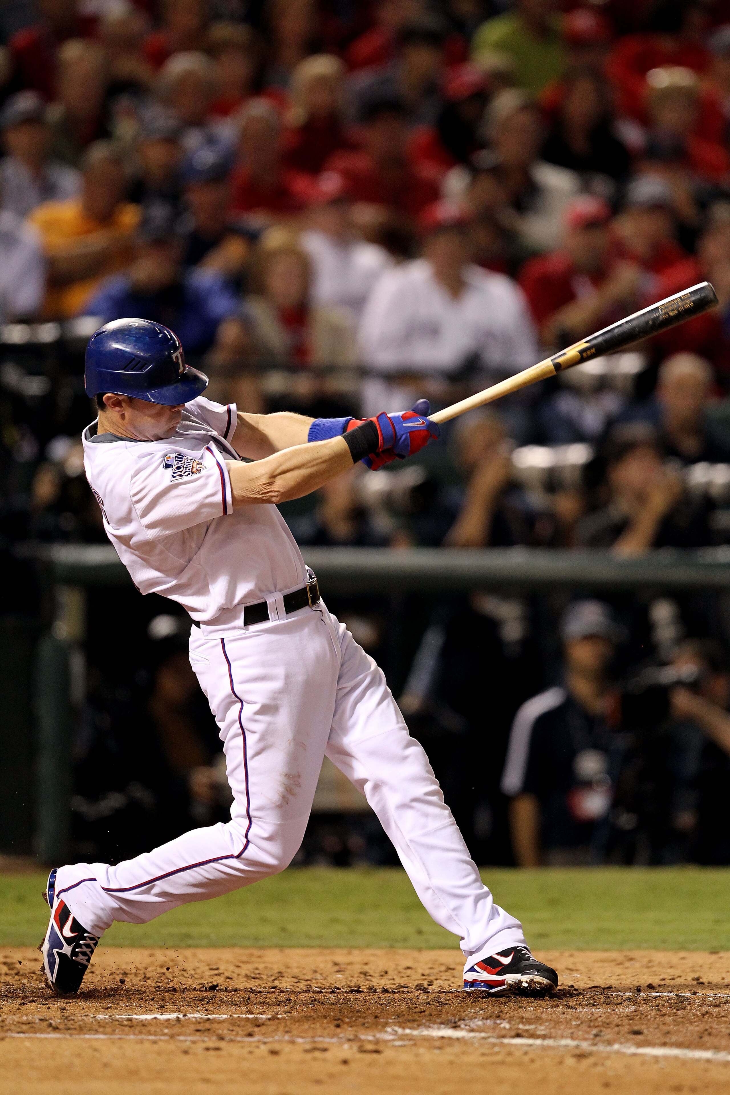 ARLINGTON, TX - NOVEMBER 01:  Michael Young #10 of the Texas Rangers bats against the San Francisco Giants in Game Five of the 2010 MLB World Series at Rangers Ballpark in Arlington on November 1, 2010 in Arlington, Texas.  (Photo by Ronald Martinez/Getty