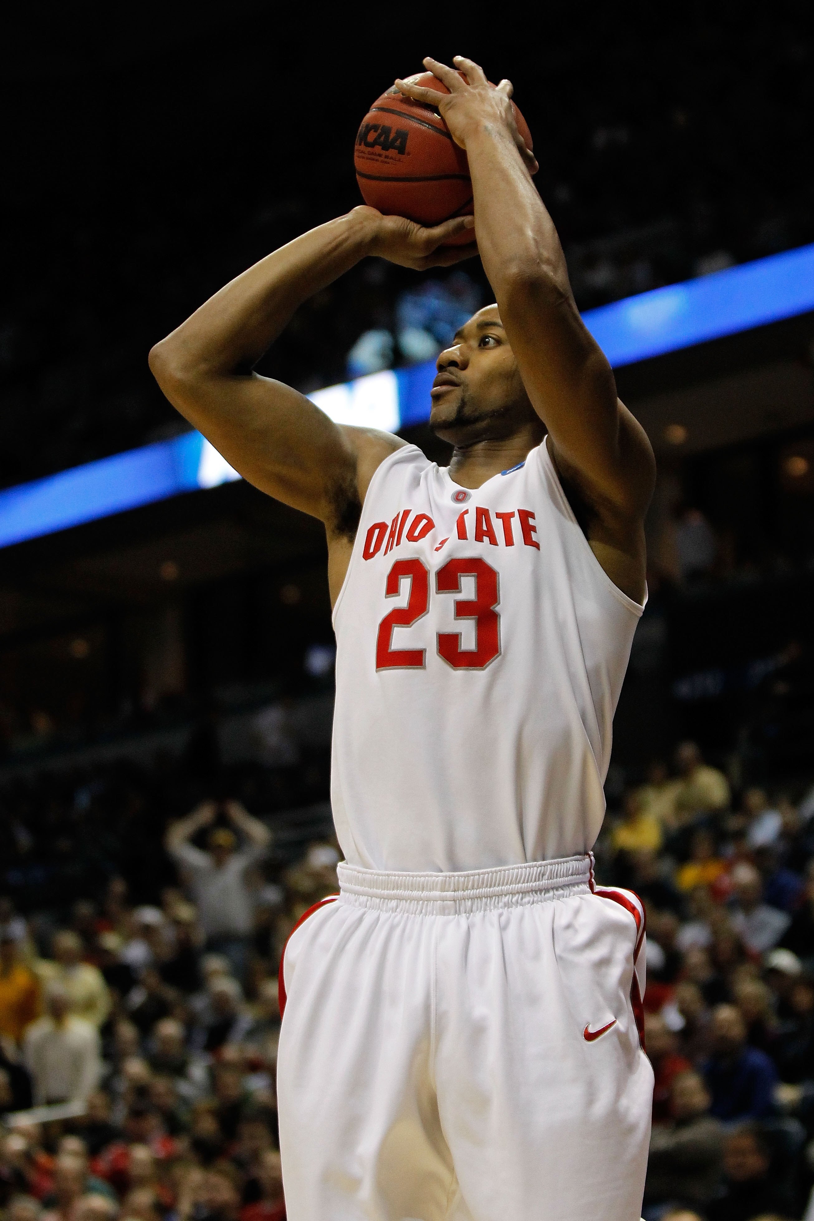 MILWAUKEE - MARCH 21:  David Lighty #23 of the Ohio State Buckeyes shoots the ball while taking on the Georgia Tech Yellow Jackets during the second round of the 2010 NCAA men's basketball tournament at the Bradley Center on March 21, 2010 in Milwaukee, W