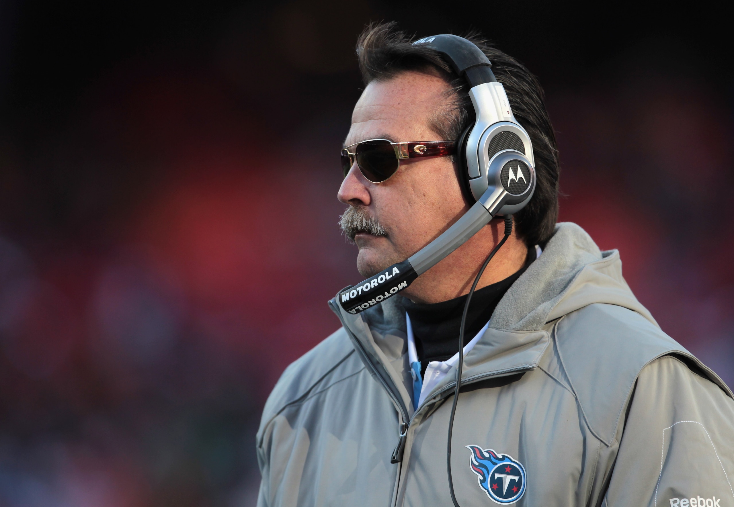 KANSAS CITY, MO - DECEMBER 26:  Head coach Jeff Fisher of the Tennessee Titans looks on from the sidelines during the game against the Kansas City Chiefs on December 26, 2010 at Arrowhead Stadium in Kansas City, Missouri.  (Photo by Jamie Squire/Getty Ima