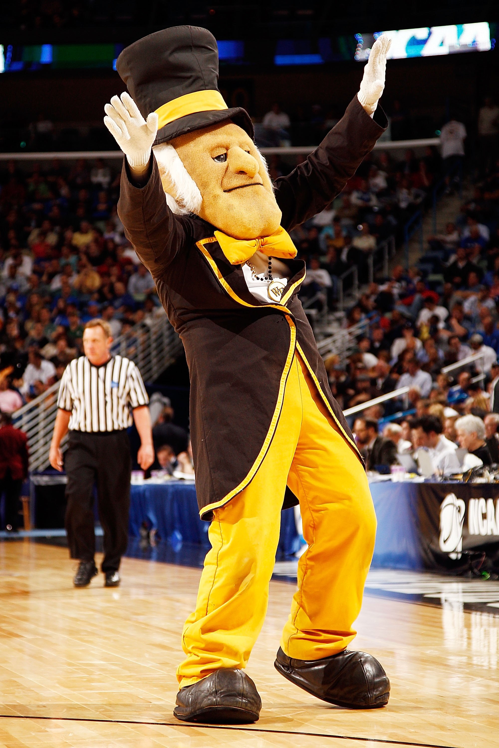 NEW ORLEANS - MARCH 20:  The mascot of the Wake Forest Demon Deacons performs during the game against the Kentucky Wildcats during the second round of the 2010 NCAA men's basketball tournament at the New Orleans Arena on March 20, 2010 in New Orleans, Lou