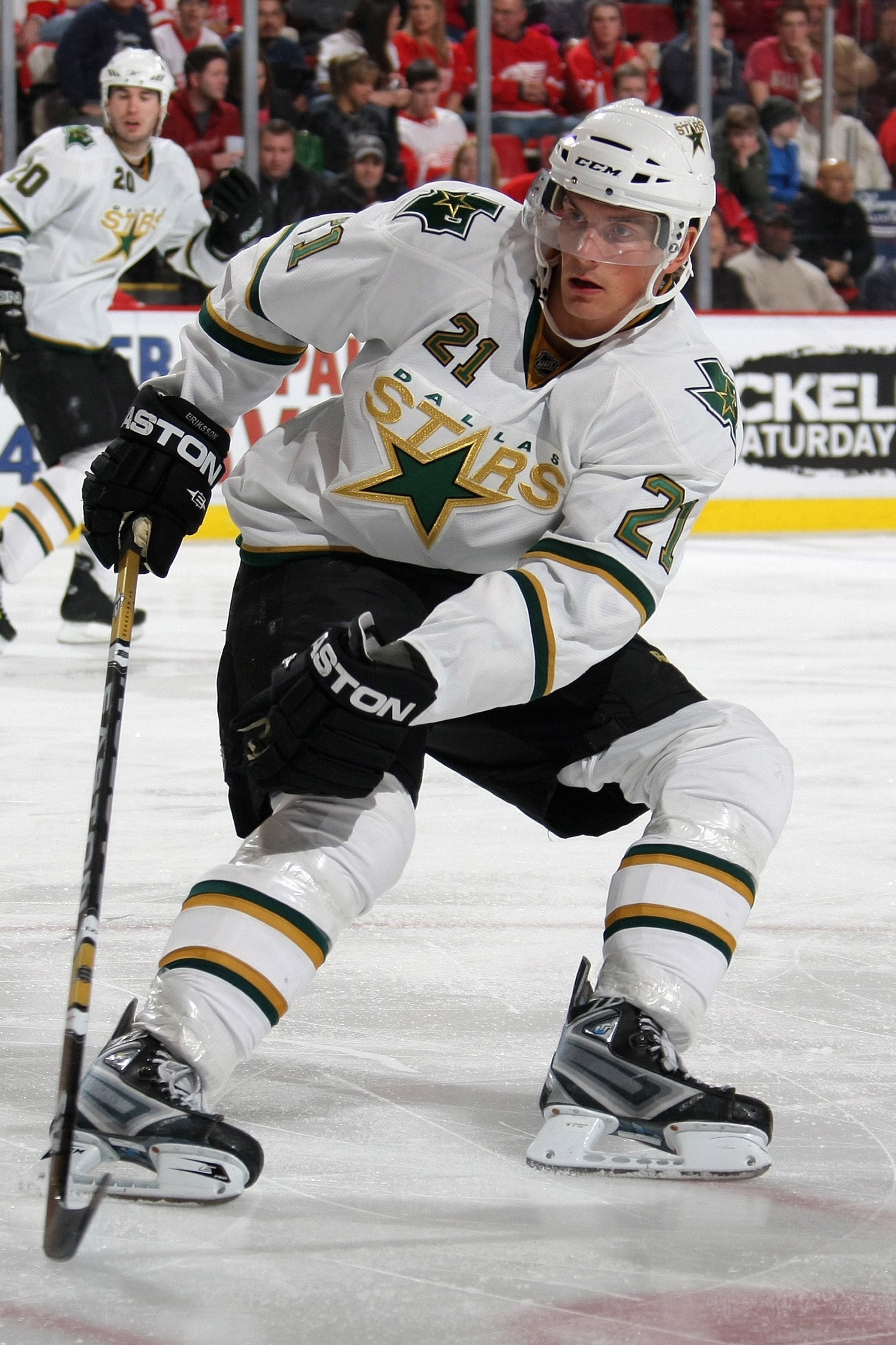 DETROIT - JANUARY 29:  Loui Eriksson #21 of the Dallas Stars skates during the game against the Detroit Red Wings at Joe Louis Arena on January 29, 2009 in Detroit, Michigan. (Photo by Dave Sandford/Getty Images)
