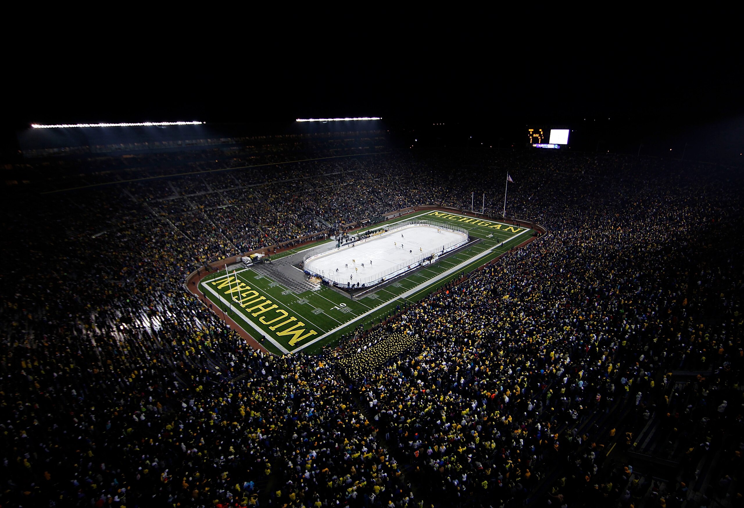 ANN ARBOR, MI - DECEMBER 11:  A general view of the Big Chill game between the Michigan State Spartans and Michigan Wolverines with an attendance of 113,441, the largest crowd to ever watch a hockey game, at Michigan Stadium on December 11, 2010 in Ann Ar
