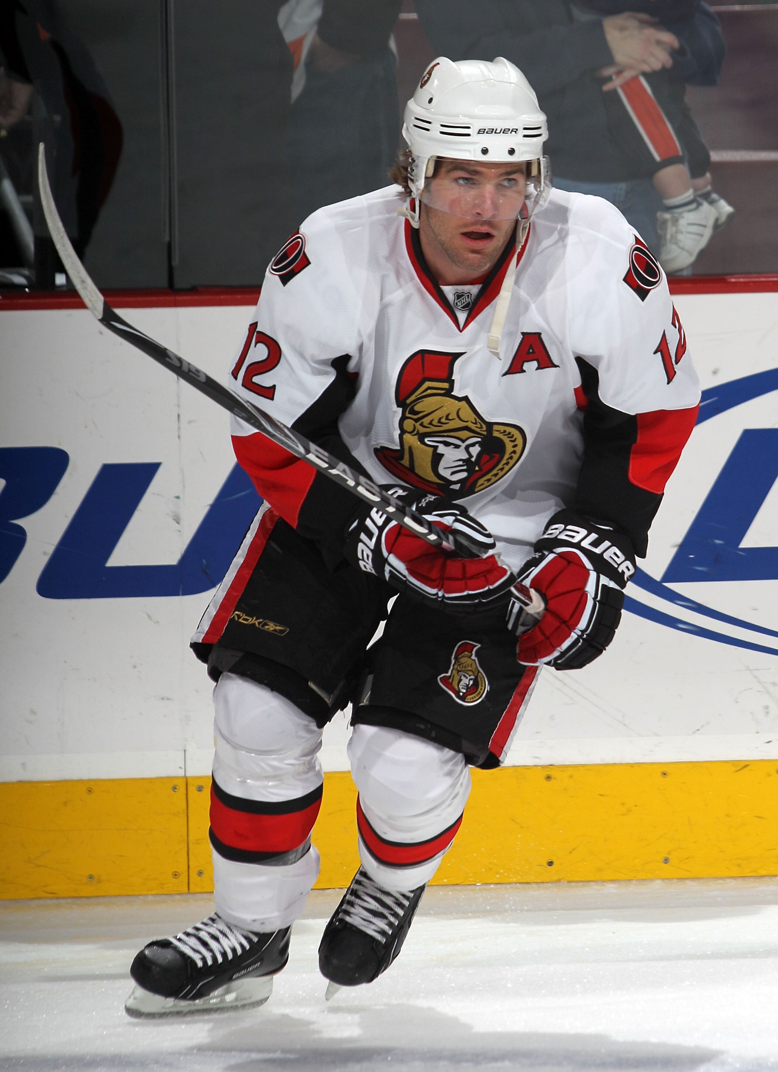 PHILADELPHIA - NOVEMBER 15: Mike Fisher #12 of the Ottawa Senators skates against the Philadelphia Flyers at the Wells Fargo Center on November 15, 2010 in Philadelphia, Pennsylvania. (Photo by Bruce Bennett/Getty Images) PHILADELPHIA - NOVEMBER 15: Mike Fisher #12 of the Ottawa Senators skates against the Philadelphia Flyers at the Wells Fargo Center on November 15, 2010 in Philadelphia, Pennsylvania. (Photo by Bruce Bennett/Getty Images)