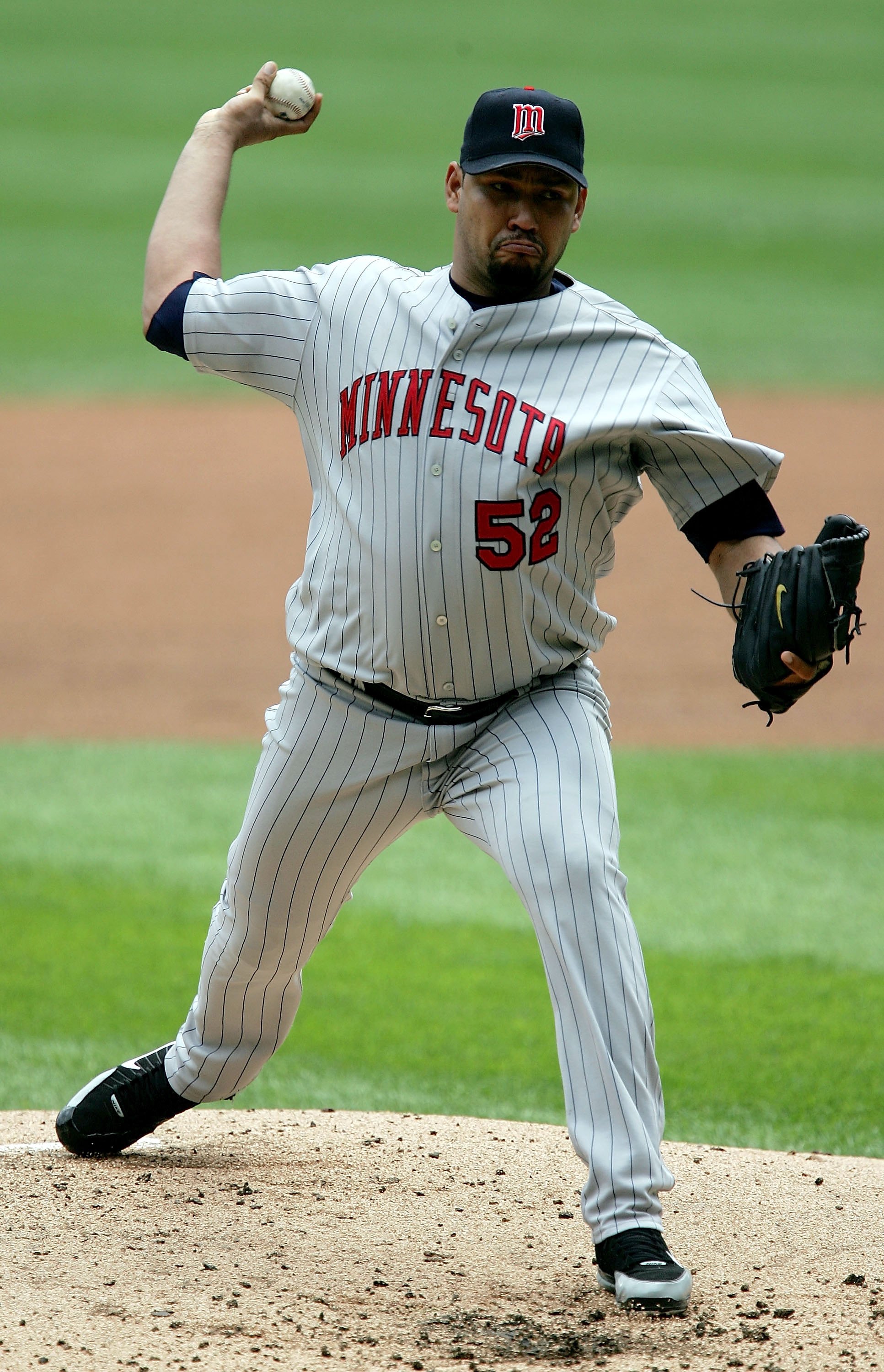 CHICAGO - JULY 26: Starting pitcher Carlos Silva #52 of the Minnesota Twins throws against the Chicago White Sox July 26, 2006 at U.S. Cellular Field in Chicago, Illinois. The Twins defeated the White Sox 7-4 for a series sweep to tie Chicago atop the Ame