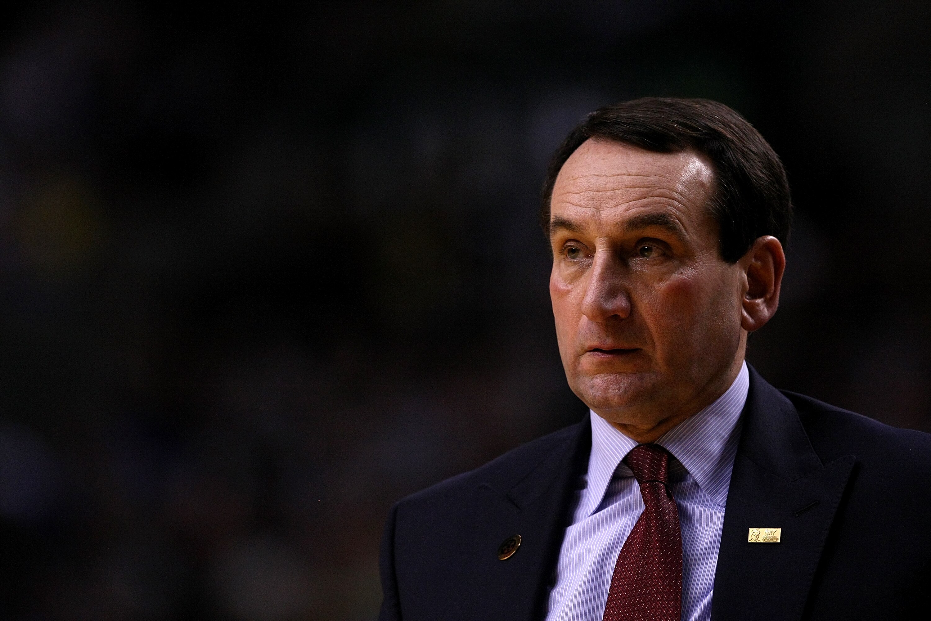 PORTLAND, OR - NOVEMBER 27:  Head Coach Mike Krzyzewski of the Duke Blue Devils talks to his players against the Oregon Ducks on November 27, 2010 at the Rose Garden in Portland, Oregon.  (Photo by Jonathan Ferrey/Getty Images)