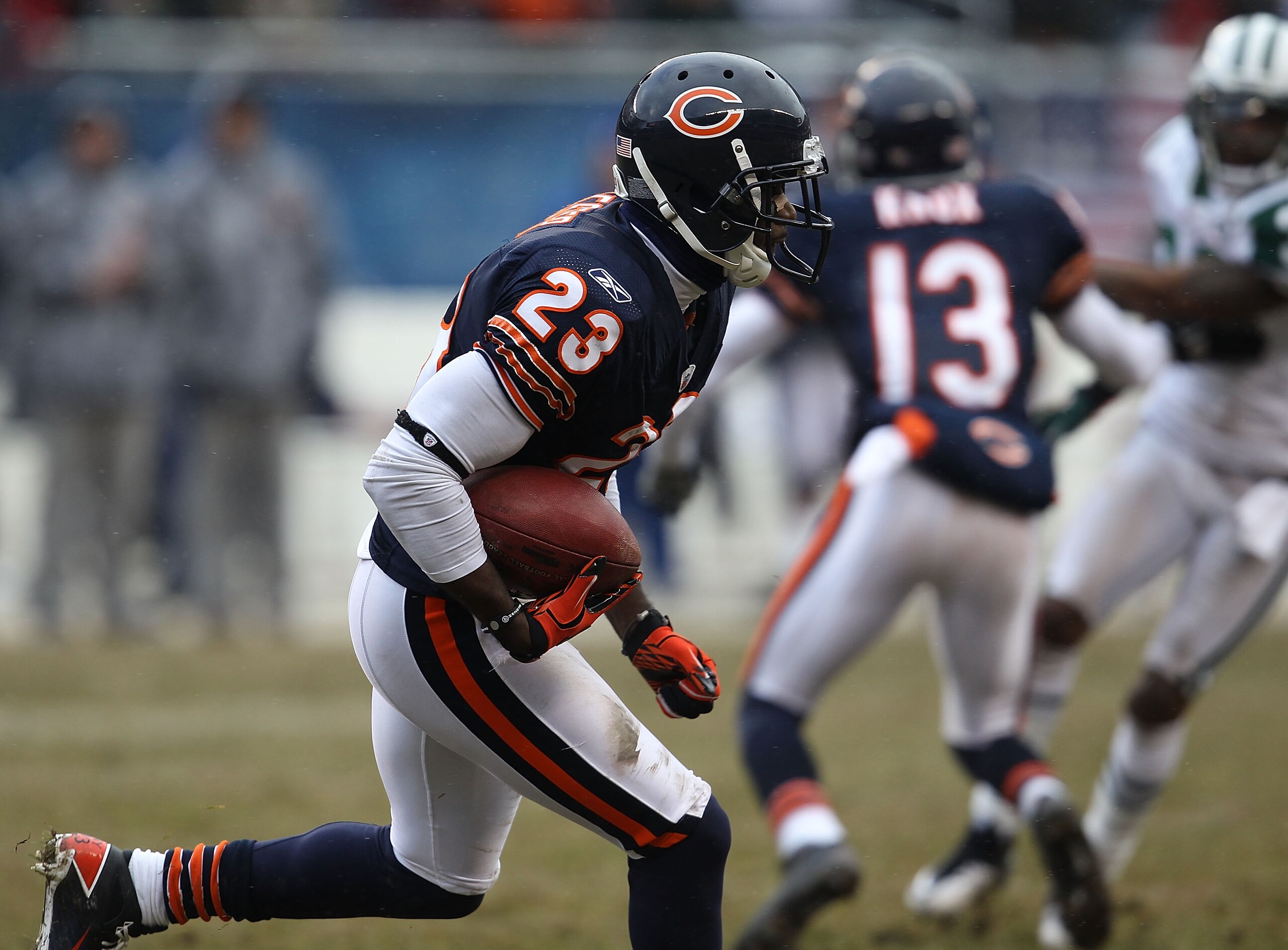 CHICAGO, IL - DECEMBER 26: Devin Hester #23 of the Chicago Bears runs against the New York Jets at Soldier Field on December 26, 2010 in Chicago, Illinois. The Bears defeated the Jets 38-34. (Photo by Jonathan Daniel/Getty Images)