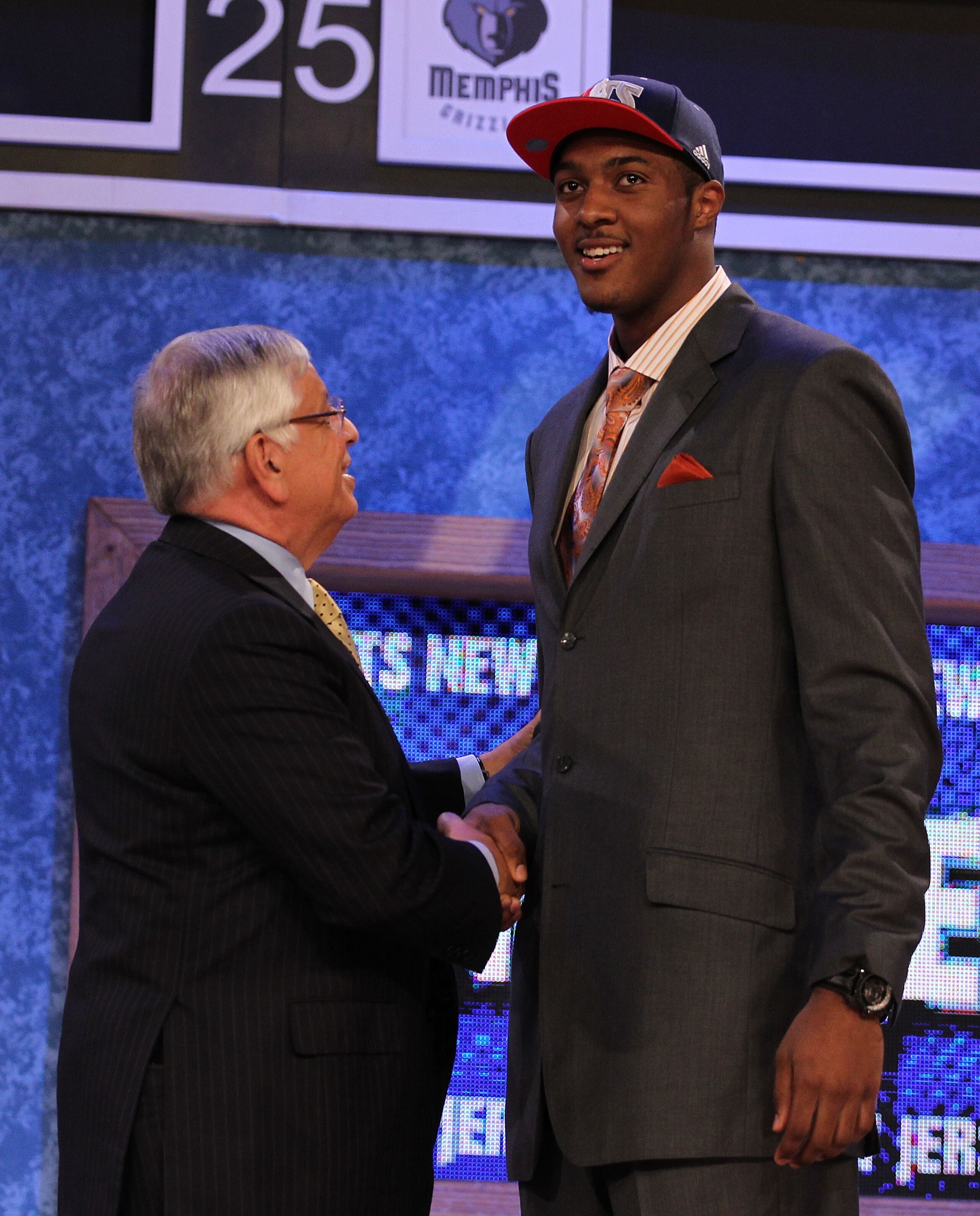 NEW YORK - JUNE 24: Derrick Favors of Georgia State stands with NBA Commisioner David Stern after being drafted third overall by the New Jersey Nets at Madison Square Garden on June 24, 2010 in New York City. NOTE TO USER: User expressly acknowledges an NEW YORK - JUNE 24: Derrick Favors of Georgia State stands with NBA Commisioner David Stern after being drafted third overall by the New Jersey Nets at Madison Square Garden on June 24, 2010 in New York City. NOTE TO USER: User expressly acknowledges an