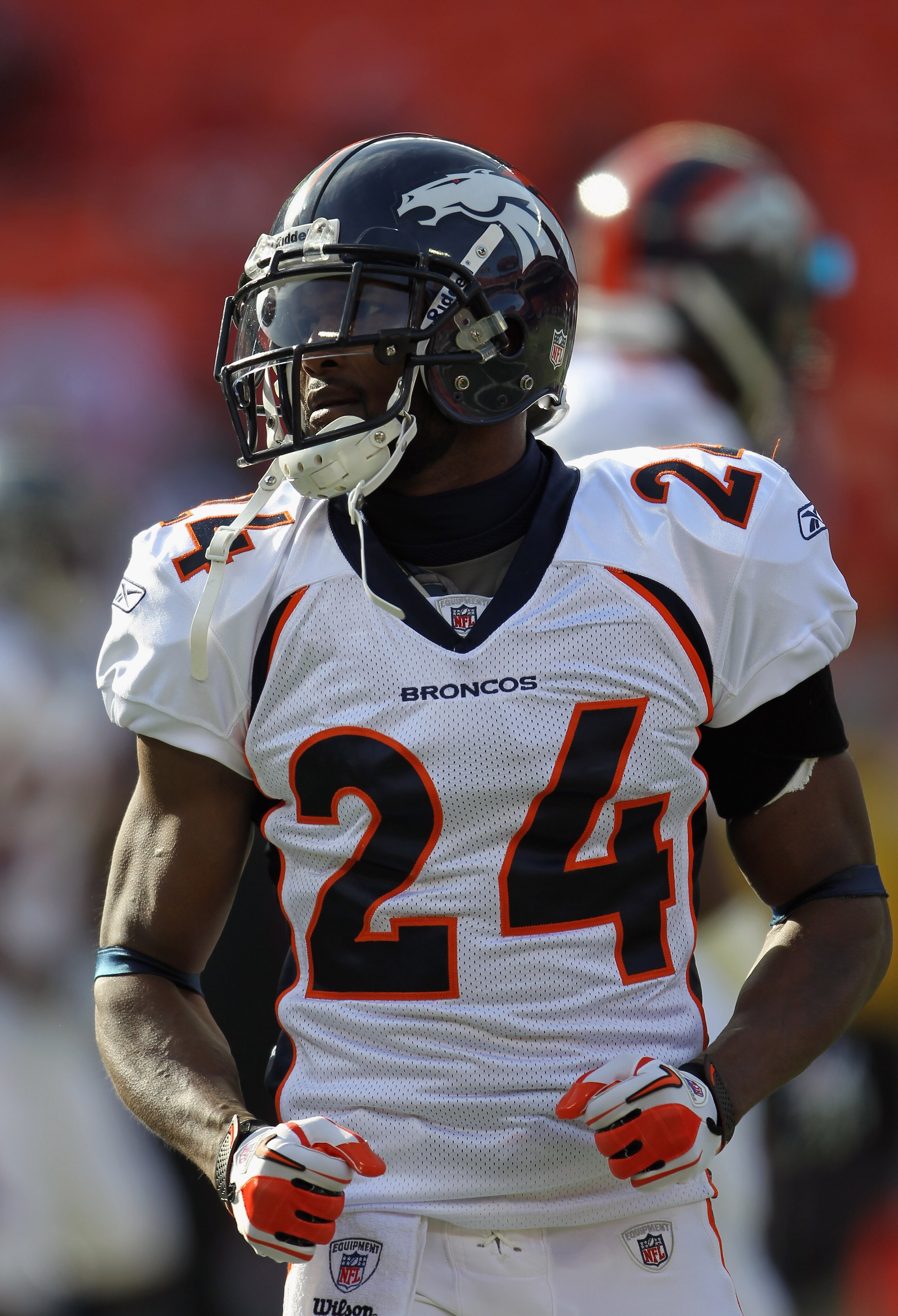 KANSAS CITY, MO - DECEMBER 05:  Champ Bailey #24 of the Denver Broncos during warm-ups prior to the start of the game against the Kansas City Chiefs on December 5, 2010 at Arrowhead Stadium in Kansas City, Missouri.  (Photo by Jamie Squire/Getty Images)