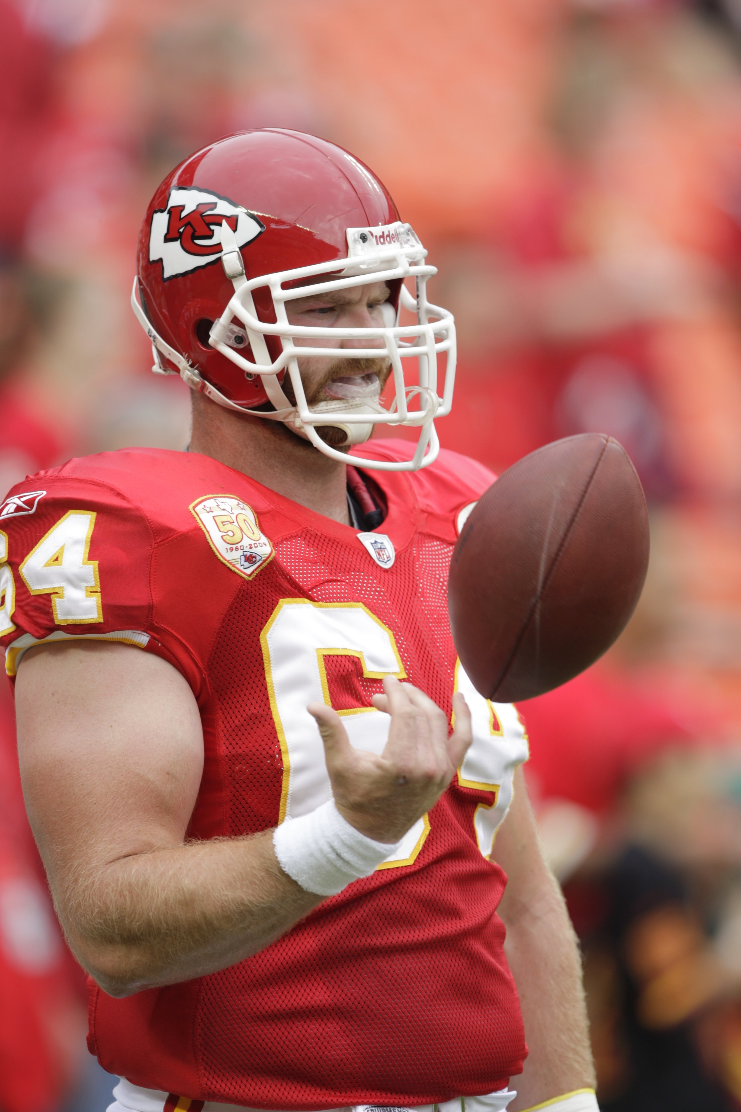 KANSAS CITY, MO - SEPTEMBER 20:  Rudy Niswanger #64 of the Kansas City Chiefs looks on before the game against the Oakland Raiders at Arrowhead Stadium on September 20, 2009 in Kansas City, Missouri. (Photo by Jamie Squire/Getty Images)