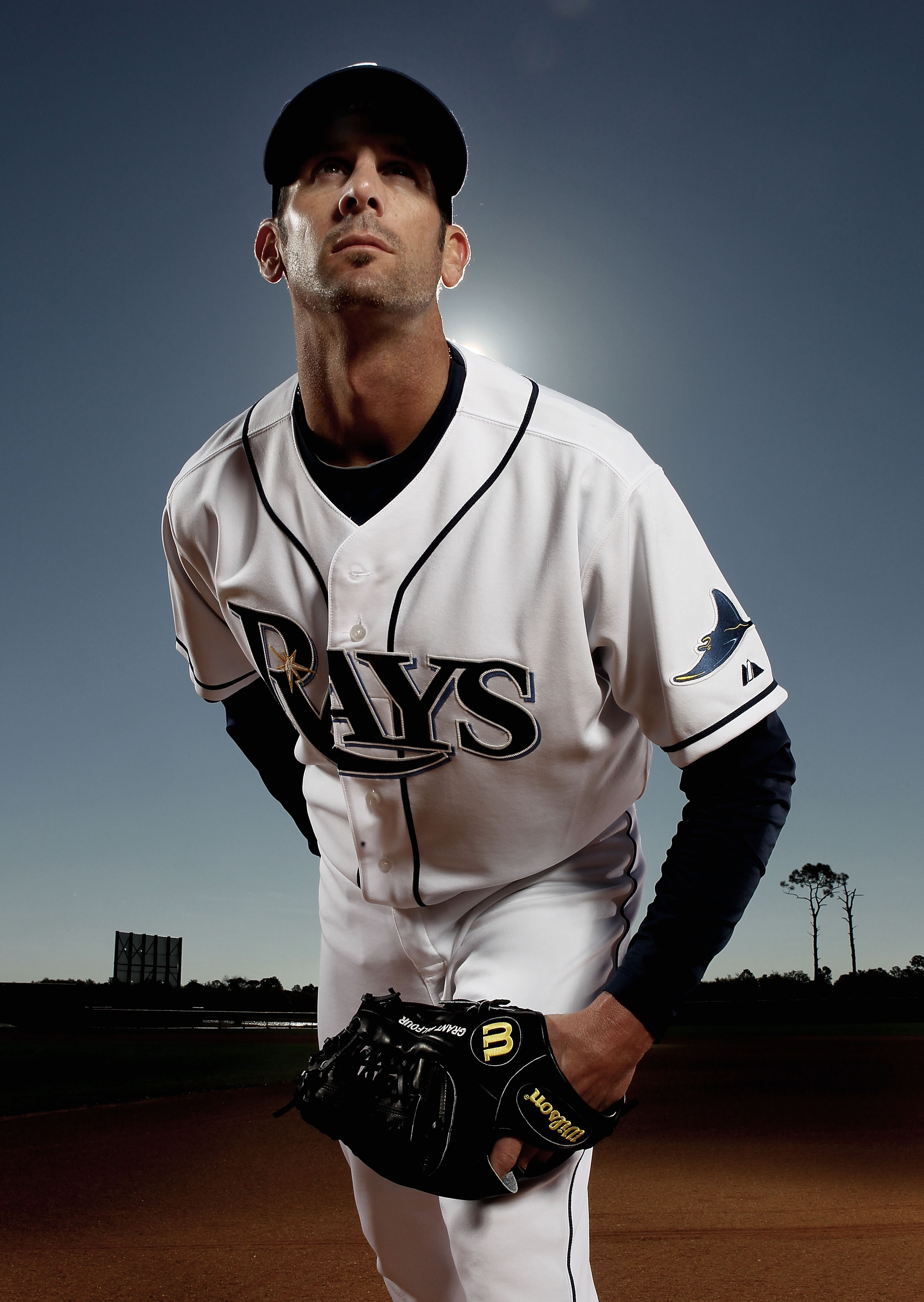 PORT CHARLOTTE, FL - FEBRUARY 26:  (EDITOR'S NOTE: IMAGE HAS BEEN DIGITALLY DESATURATED) Grant Balfour #50 of the Tampa Bay Rays poses for a photo during Spring Training Media Photo Day at Charlotte County Sports Park on February 26, 2010 in Port Charlott