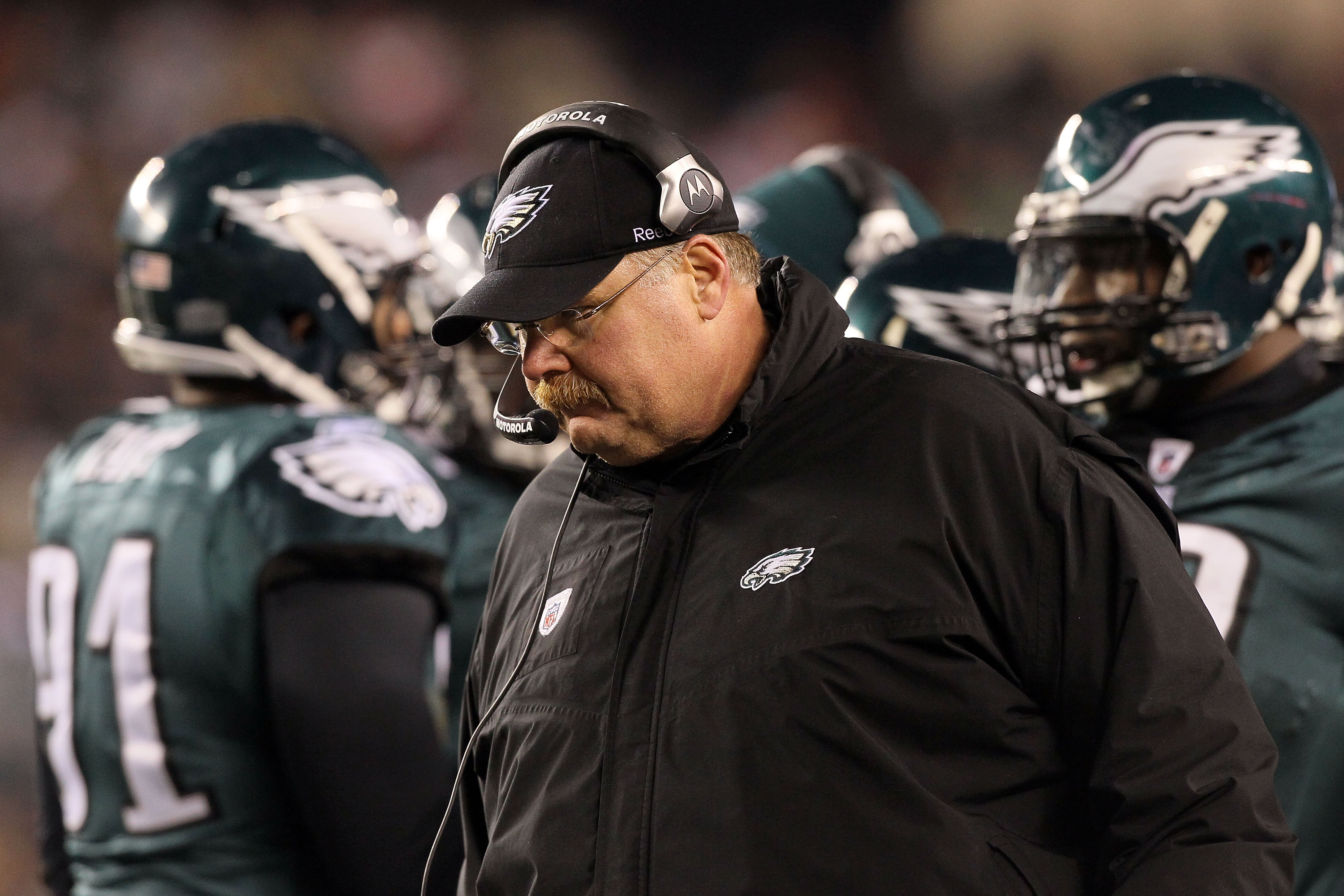 PHILADELPHIA, PA - DECEMBER 28:  Head Coach Andy Reid of the Philadelphia Eagles stands on the sidelines during the game against the Minnesota Vikings at Lincoln Financial Field on December 26, 2010 in Philadelphia, Pennsylvania.  (Photo by Jim McIsaac/Ge