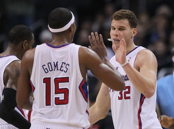 LOS ANGELES, CA - DECEMBER 20:  Blake Griffin #32 of the Los Angeles Clippers receives a high five from teammate Ryan Gomes #15 during the second half against the Minnesota Timberwolves at Staples Center on December 20, 2010 in Los Angeles, California. Th