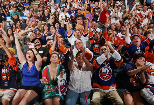 UNIONDALE, NY - JUNE 25:  Fans cheer as Nino Niederreiter is drafted fifth overall by the New York Islanders during the Draft Day Party on June 25, 2010 at Nassau Coliseum in Uniondale, New York.  (Photo by Mike Stobe/Getty Images for New York Islanders)