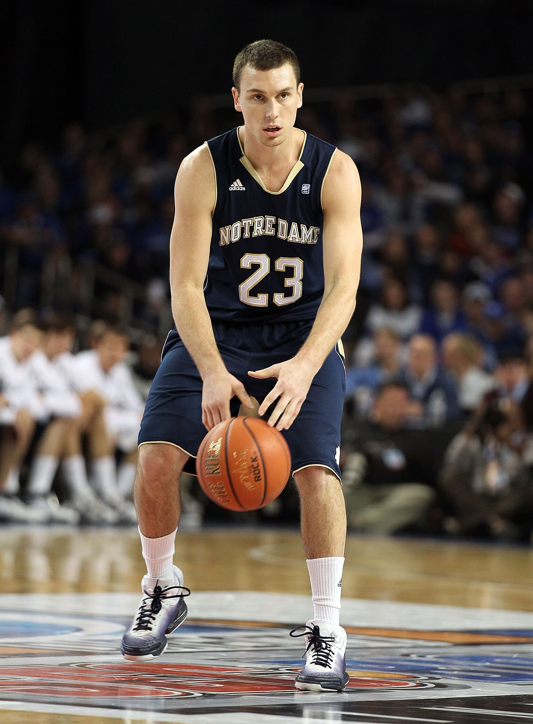 LOUISVILLE, KY - DECEMBER 08:  Ben Hansbrough #23 of the Notre Dame Fighting Irish dribbles the ball during the game against the Kentucky Wildcats in the 2010 DIRECTV SEC/BIG EAST Invitational at Freedom Hall on December 8, 2010 in Louisville, Kentucky.