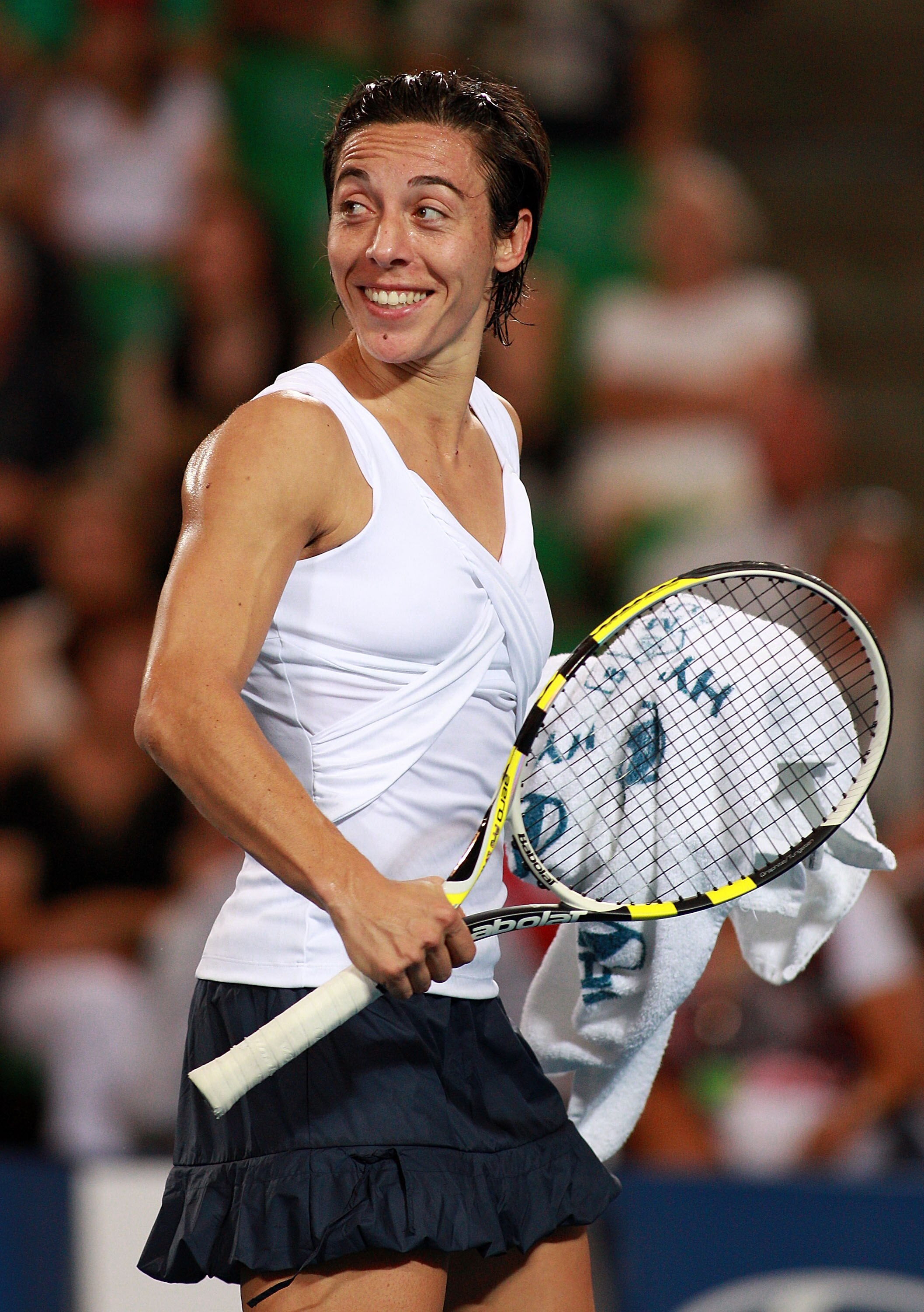 PERTH, AUSTRALIA - JANUARY 03:  Francesca Schiavone of Italy looks on during her singles match against Laura Robson of Great Britain on day three of the Hopman Cup on January 3, 2011 in Perth, Australia.  (Photo by Paul Kane/Getty Images)