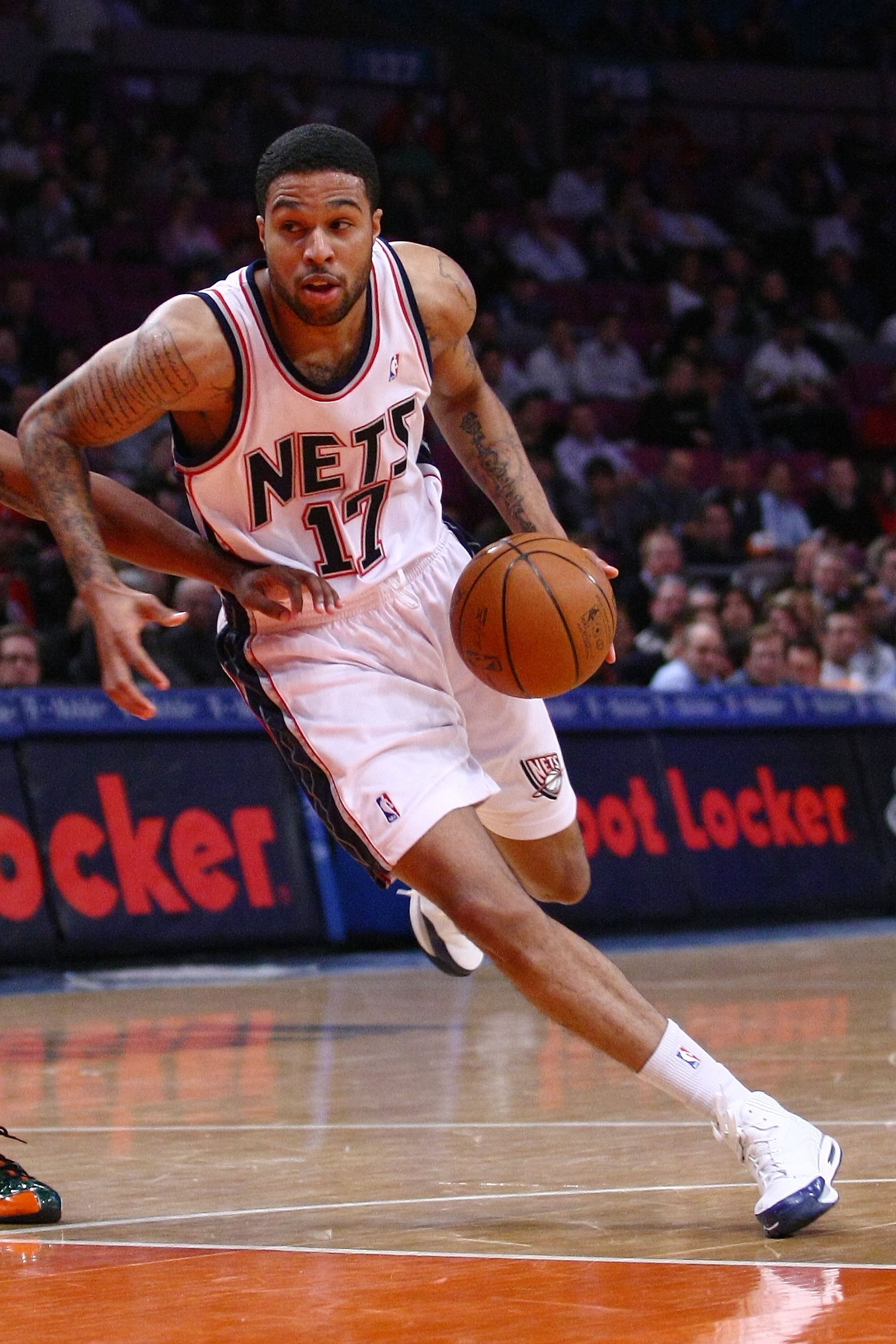 NEW YORK - MARCH 18:  Chris Douglas-Roberts #17 of the New Jersey Nets drives against the New York Knicks at Madison Square Garden March 18, 2009 in New York City. NOTE TO USER: User expressly acknowledges and agrees that, by downloading and/or using this