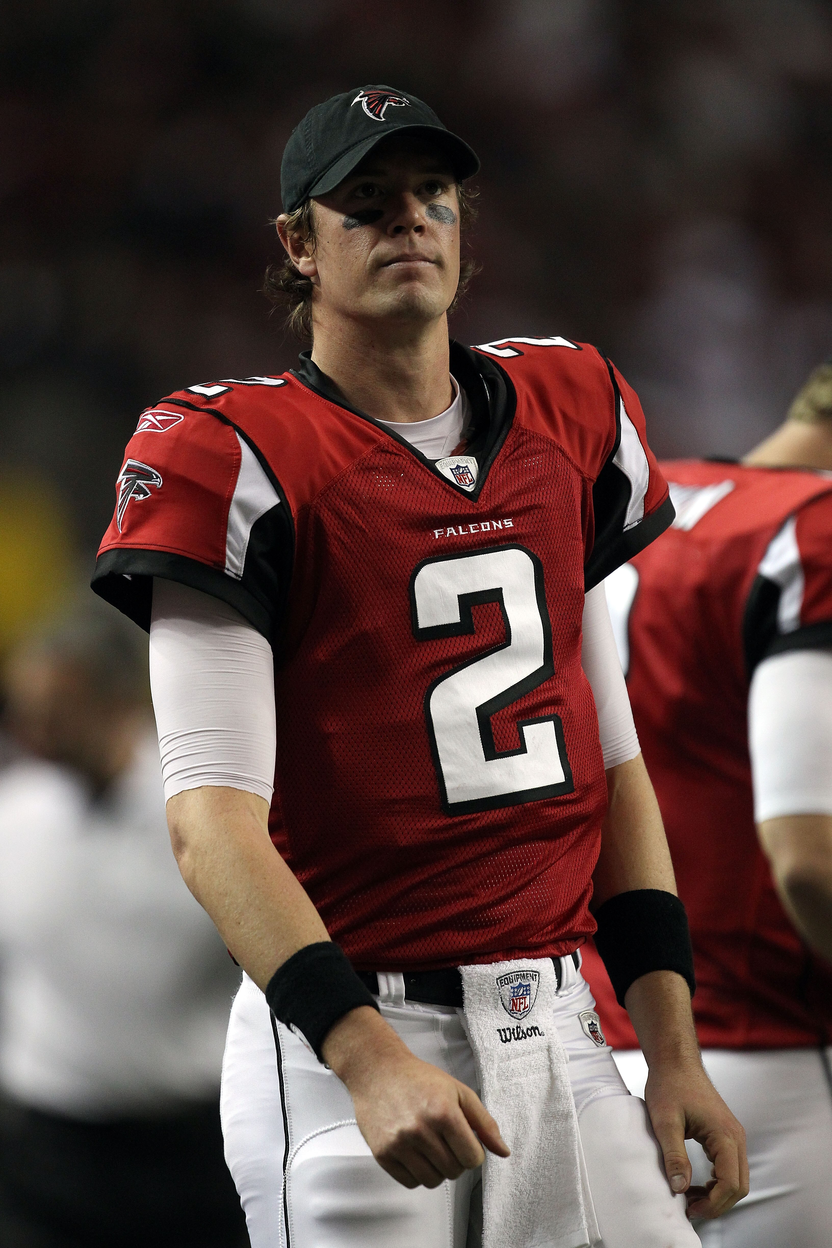 ATLANTA, GA - JANUARY 15:  Matt Ryan #2 of the Atlanta Falcons looks on from the sideline against the Green Bay Packers during their 2011 NFC divisional playoff game at Georgia Dome on January 15, 2011 in Atlanta, Georgia.  (Photo by Streeter Lecka/Getty