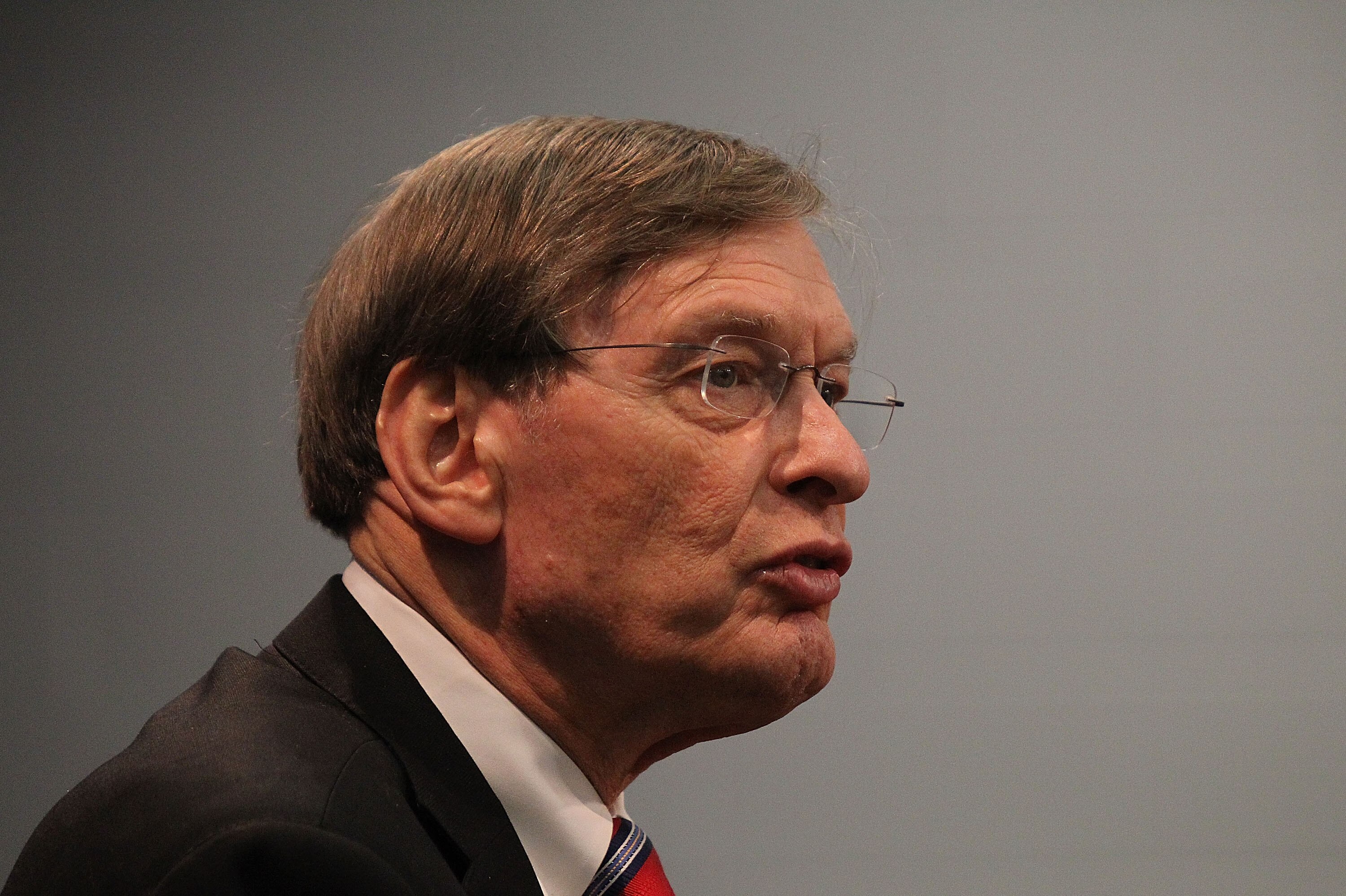 ARLINGTON, TX - SEPTEMBER 29:  MLB commisioner Bud Selig talks with the media at Rangers Ballpark in Arlington on September 29, 2010 in Arlington, Texas.  (Photo by Ronald Martinez/Getty Images)