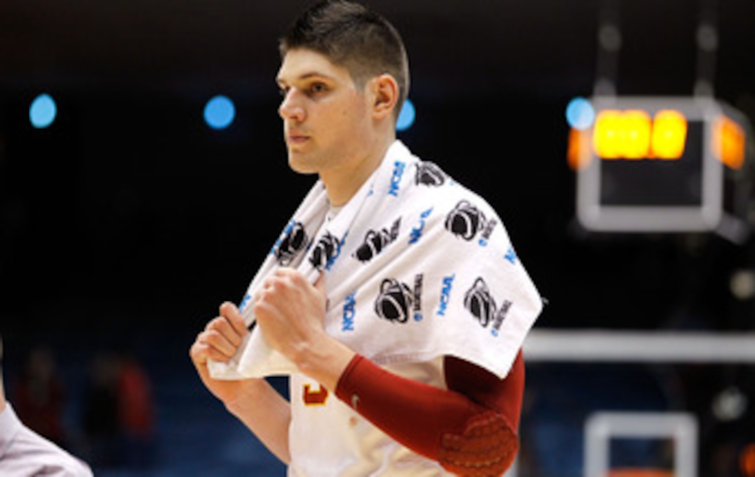 DAYTON, OH - MARCH 16: Nikola Vucevic #5 of the USC Trojans walks off the court after being defeated by the Virginia Commonwealth Rams during the first round of the 2011 NCAA men's basketball tournament at UD Arena on March 16, 2011 in Dayton, Ohio. (Pho DAYTON, OH - MARCH 16: Nikola Vucevic #5 of the USC Trojans walks off the court after being defeated by the Virginia Commonwealth Rams during the first round of the 2011 NCAA men's basketball tournament at UD Arena on March 16, 2011 in Dayton, Ohio. (Pho