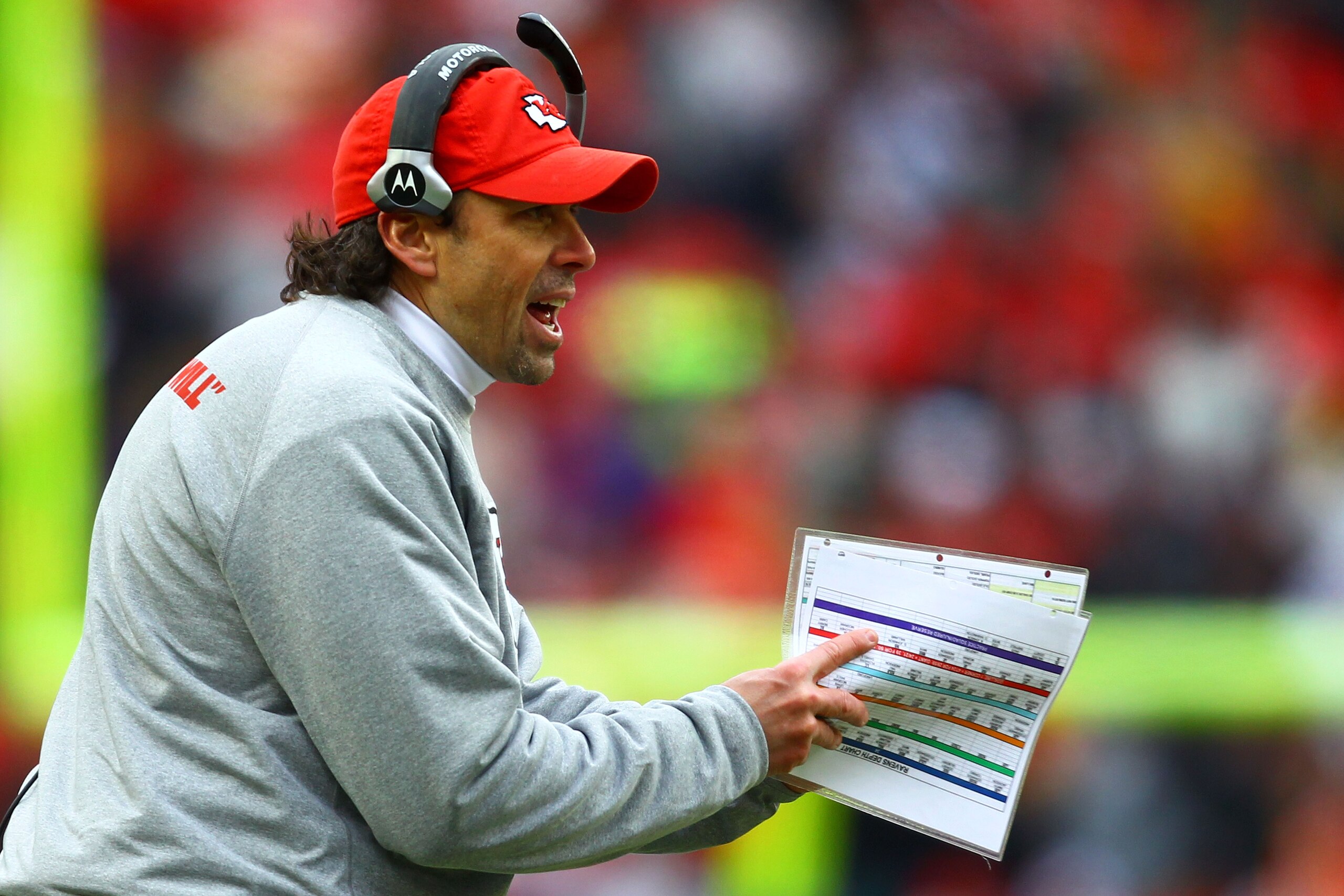 KANSAS CITY, MO - JANUARY 09: Head coach Todd Haley of the Kansas City Chiefs looks on during the 2011 AFC wild card playoff game against the Baltimore Ravens at Arrowhead Stadium on January 9, 2011 in Kansas City, Missouri. (Photo by Dilip Vishwanat/Ge KANSAS CITY, MO - JANUARY 09: Head coach Todd Haley of the Kansas City Chiefs looks on during the 2011 AFC wild card playoff game against the Baltimore Ravens at Arrowhead Stadium on January 9, 2011 in Kansas City, Missouri. (Photo by Dilip Vishwanat/Ge