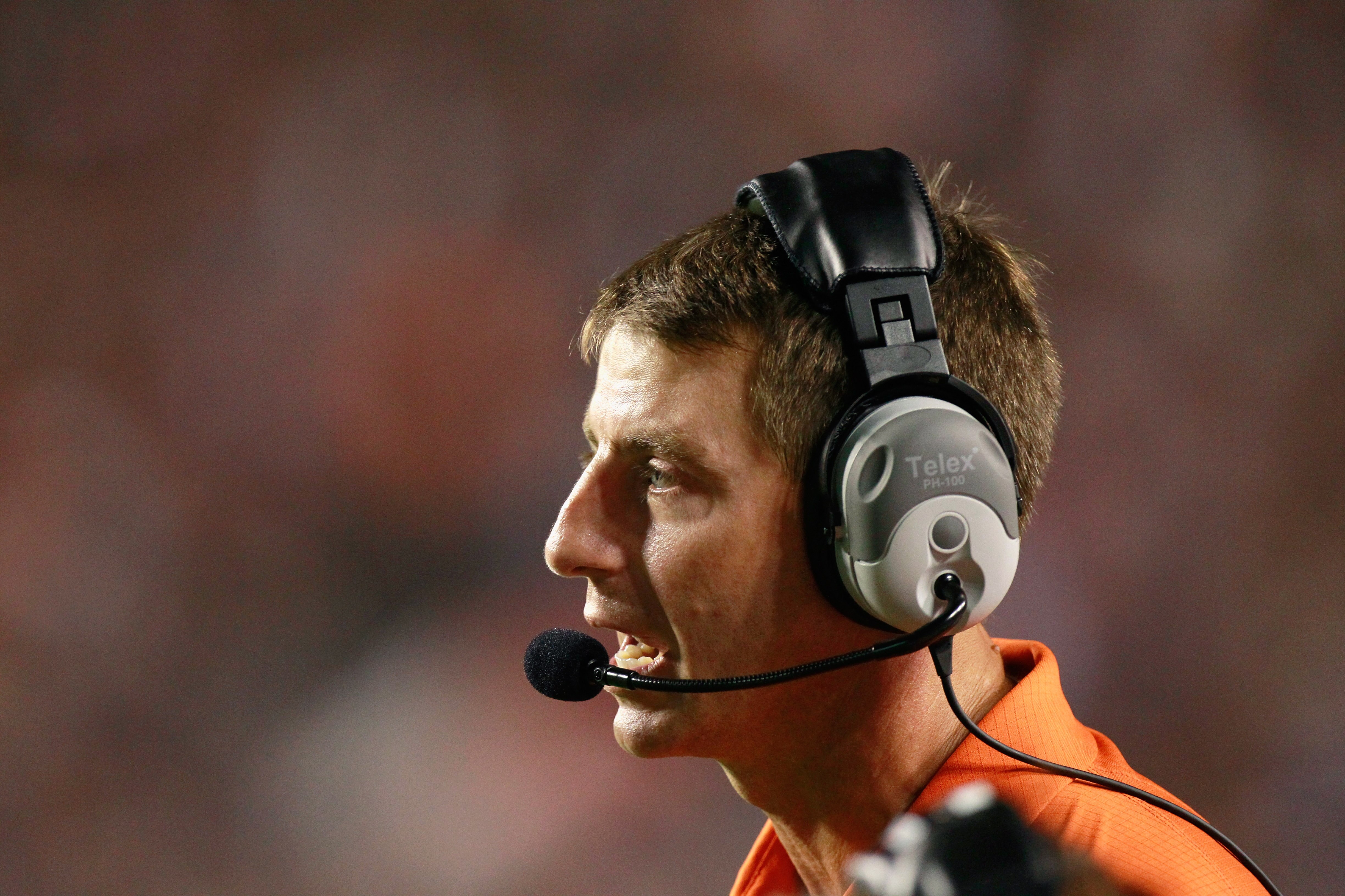 AUBURN, AL - SEPTEMBER 18:  Head coach Dabo Swinney of the Clemson Tigers against the Auburn Tigers at Jordan-Hare Stadium on September 18, 2010 in Auburn, Alabama.  (Photo by Kevin C. Cox/Getty Images)