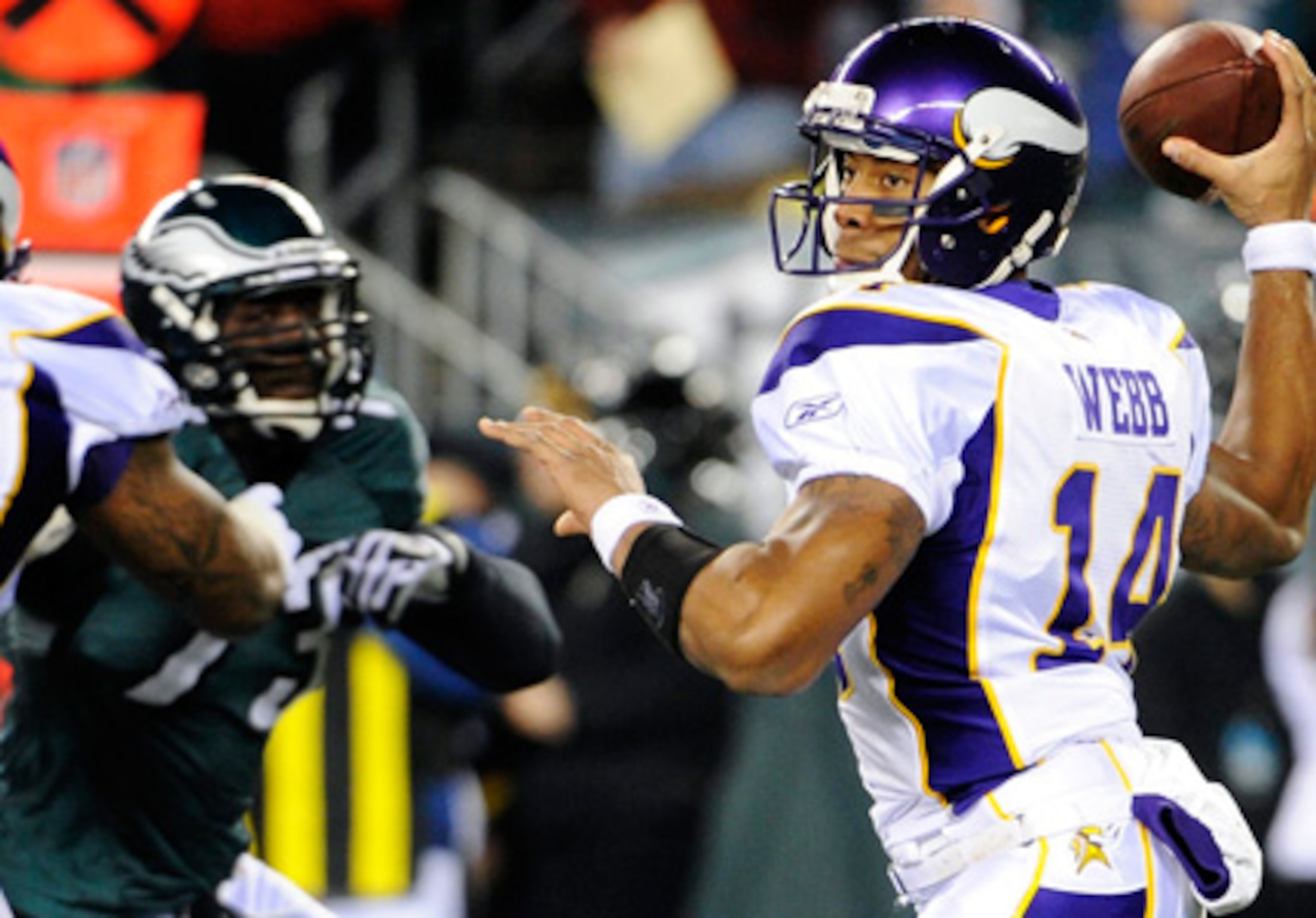 Joe Webb beat the Eagles with both his arm and his legs.
