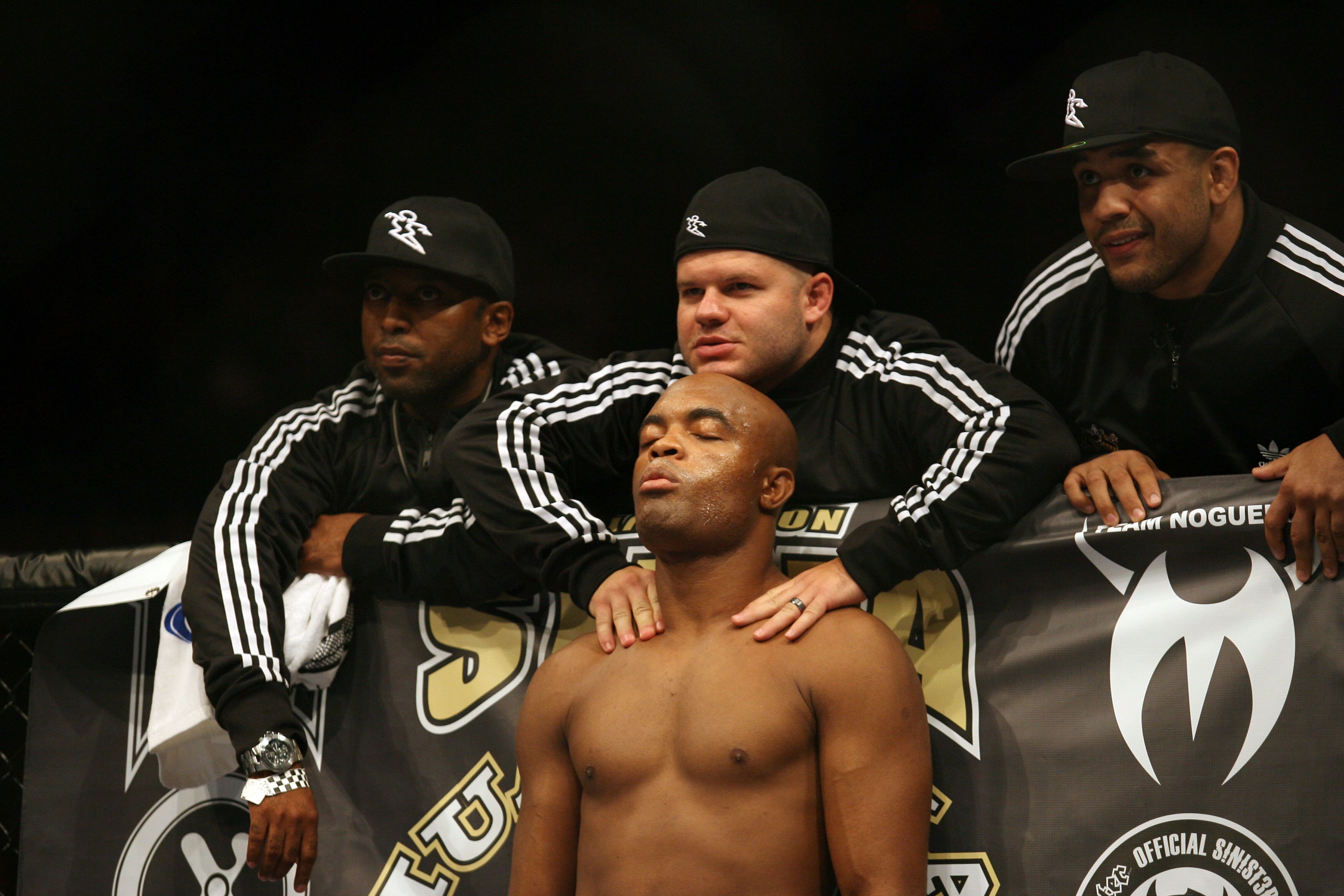 CHICAGO- OCTOBER 25:  Anderson Silva prepares before the Middleweight Title Bout at UFC's Ultimate Fight Night at Allstate Arena on October 25, 2008 in Chicago, Illinois. (Photo by Tasos Katopodis/Getty Images)