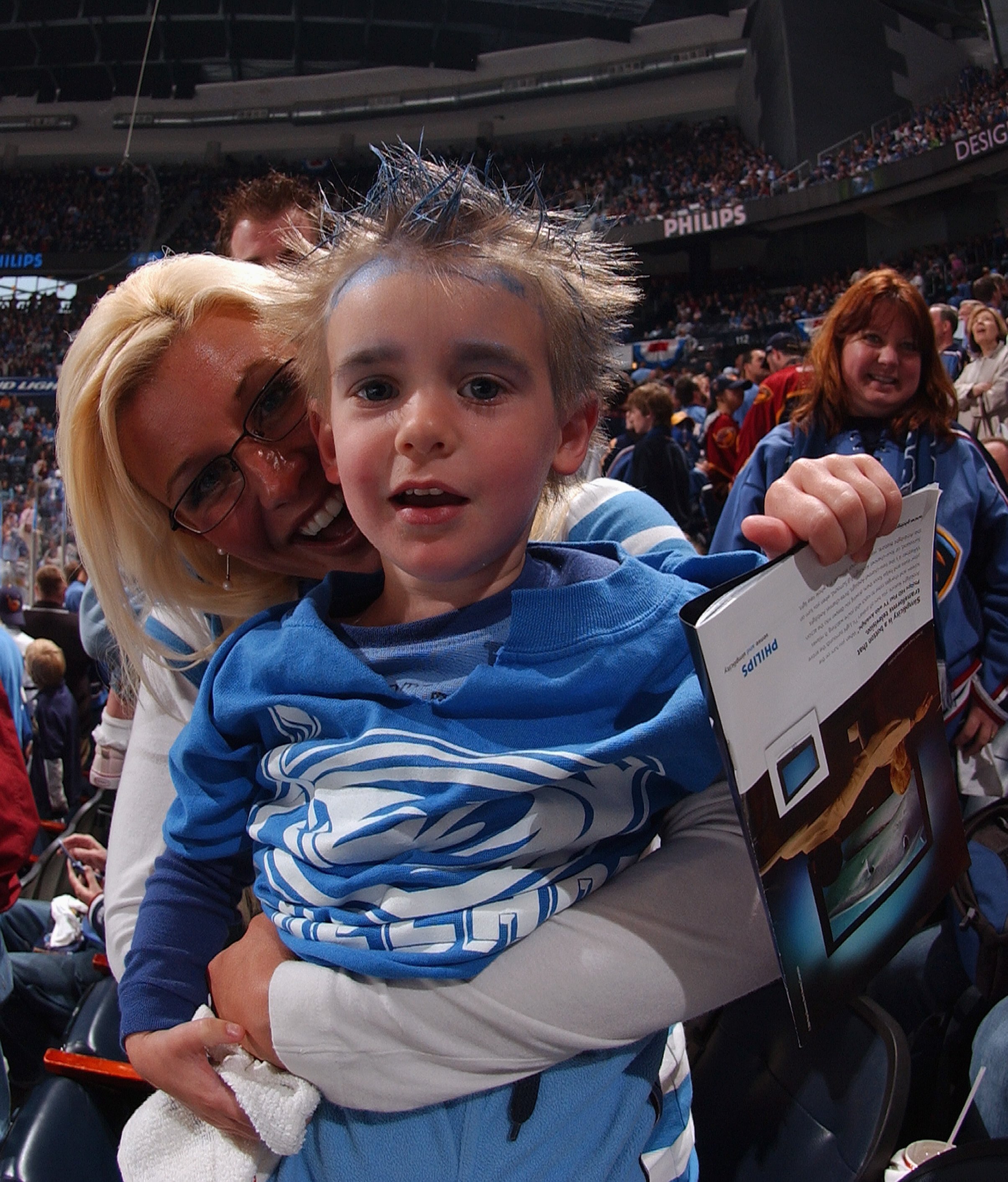 ATLANTA - APRIL 14:  Fans pose for a photo before the Atlanta Thrashers game against the New York Rangers during game two of the 2007 Eastern Conference Quarterfinals on April 14, 2007 at Philips Arena in Atlanta, Georgia. The Rangers won 2-1. (Photo by S