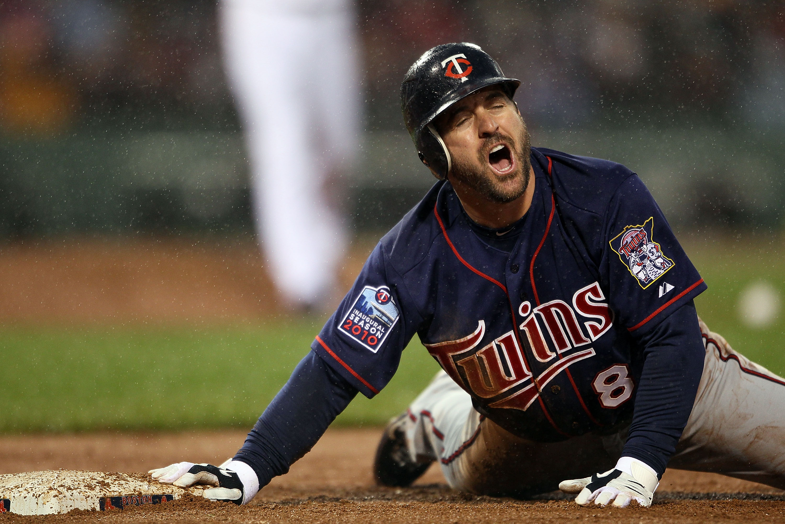 BOSTON - MAY 19: Nick Punto #8 of the Minnesota Twins reacts after he is picked off at first base in the third inninga against the Boston Red Sox on May 19, 2010 at Fenway Park in Boston, Massachusetts. (Photo by Elsa/Getty Images) BOSTON - MAY 19: Nick Punto #8 of the Minnesota Twins reacts after he is picked off at first base in the third inninga against the Boston Red Sox on May 19, 2010 at Fenway Park in Boston, Massachusetts. (Photo by Elsa/Getty Images)