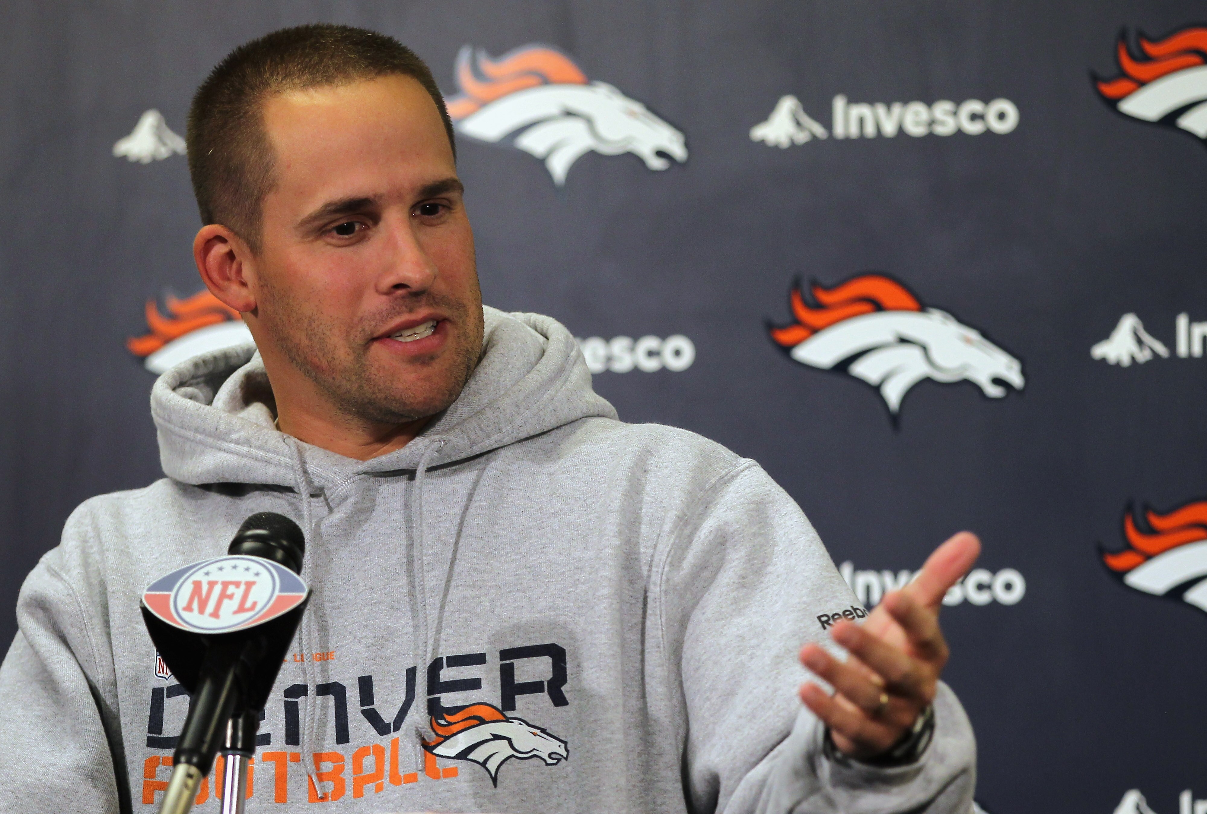 ENGLEWOOD, CO - AUGUST 18:  Head coach Josh McDaniels of the Denver Broncos addresses the media prior to during training camp practice at Dove Valley on August 18, 2010 in Englewood, Colorado.  (Photo by Doug Pensinger/Getty Images)