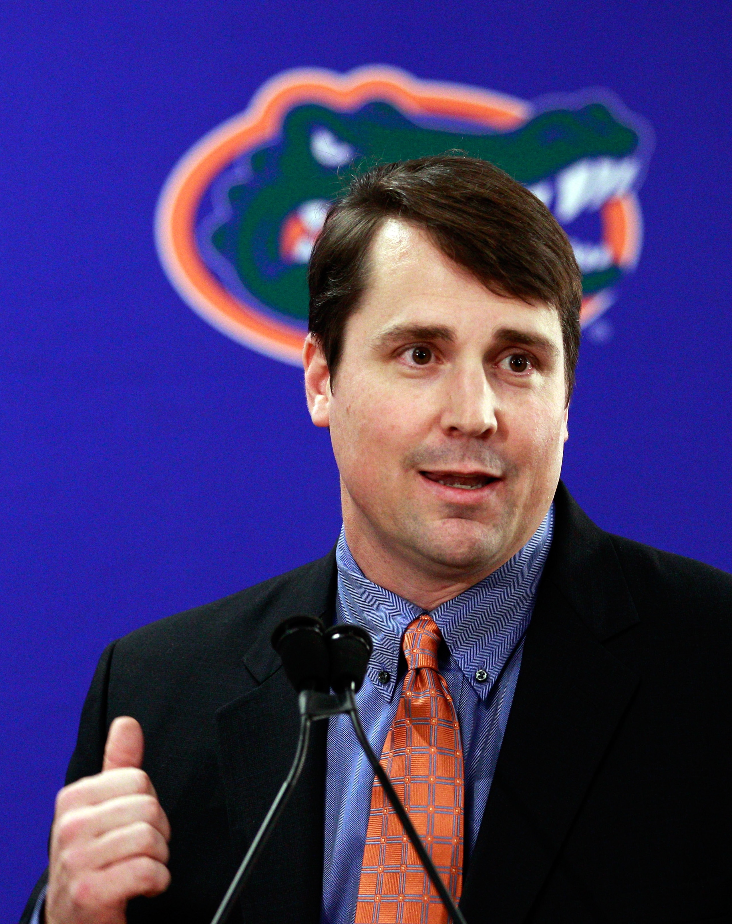 GAINESVILLE, FL - DECEMBER 14: Former defensive coordinator for the University of Texas, Will Muschamp speaks to the media after being introduced as the head coach of the University of Florida on December 14, 2010 in Gainesville, Florida. Muschamp is re GAINESVILLE, FL - DECEMBER 14: Former defensive coordinator for the University of Texas, Will Muschamp speaks to the media after being introduced as the head coach of the University of Florida on December 14, 2010 in Gainesville, Florida. Muschamp is re