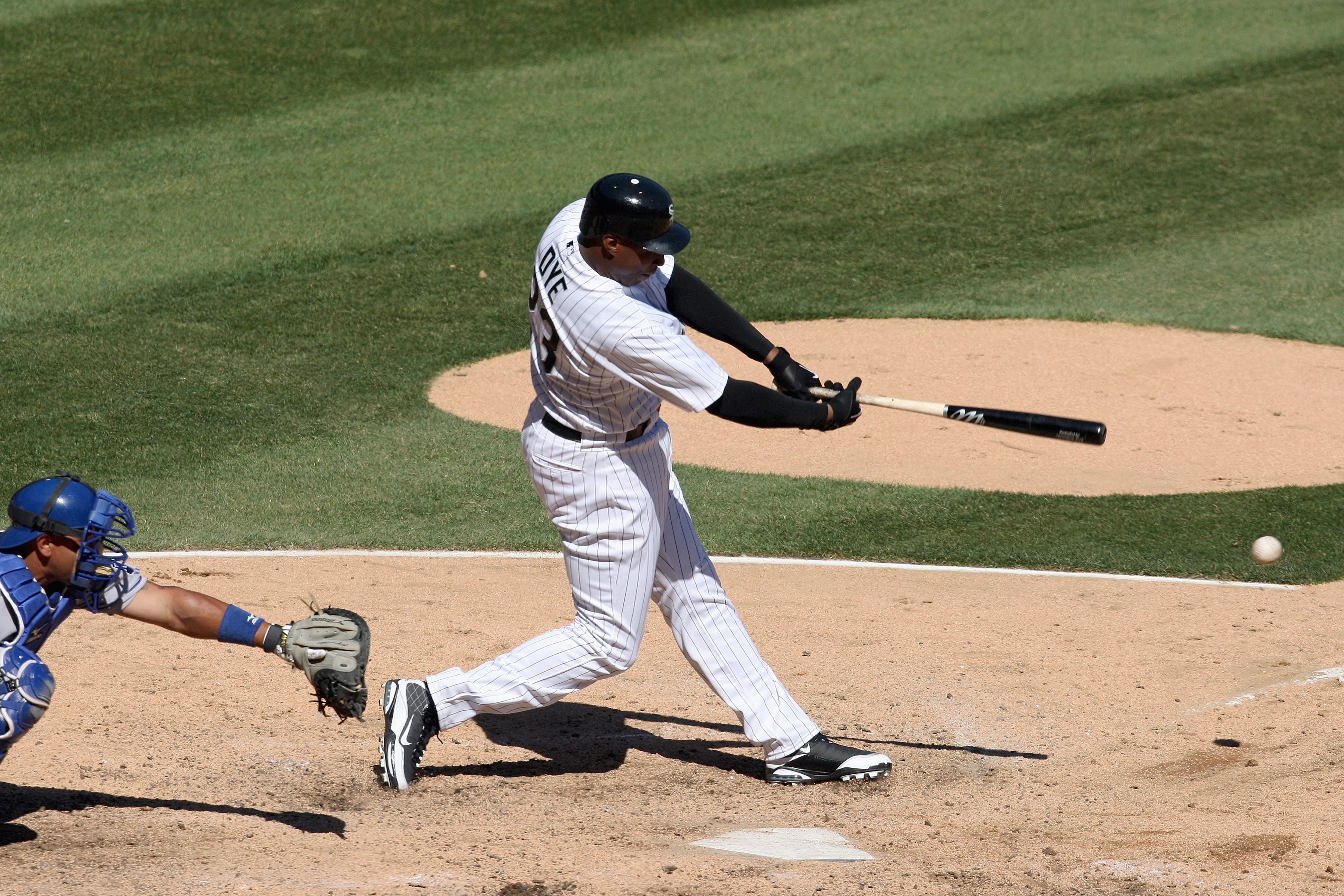 CHICAGO - APRIL 7: Jermaine Dye #23 of the Chicago White Sox swings at the pitch against the Kansas City Royals during the Opening Day game on April 7, 2009 at U.S. Cellular Field in Chicago, Illinois. (Photo by Jonathan Daniel/Getty Images) CHICAGO - APRIL 7: Jermaine Dye #23 of the Chicago White Sox swings at the pitch against the Kansas City Royals during the Opening Day game on April 7, 2009 at U.S. Cellular Field in Chicago, Illinois. (Photo by Jonathan Daniel/Getty Images)