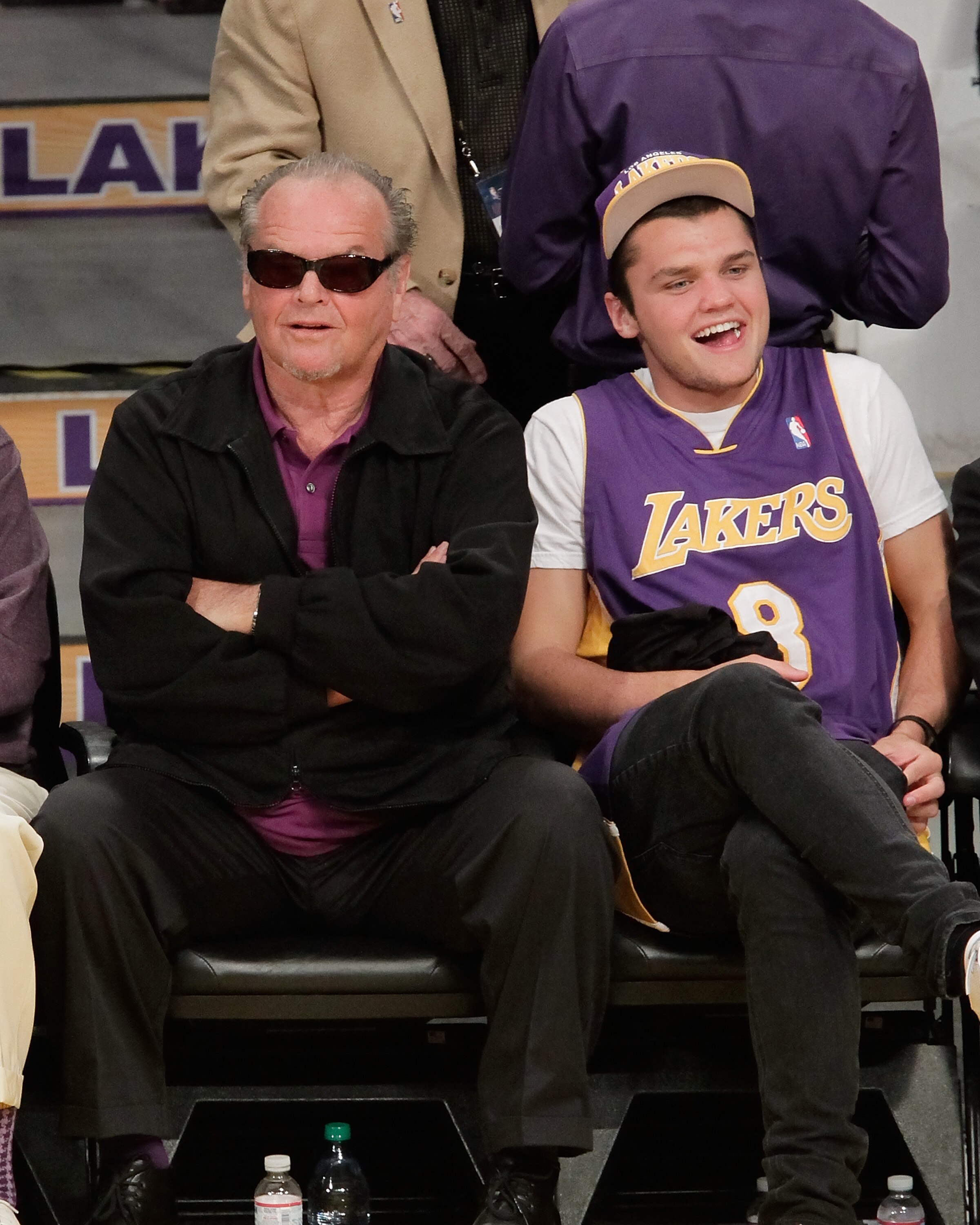 LOS ANGELES, CA - JUNE 17:  Jack Nicholson (L) and Raymond Nicholson attend Game Seven of the NBA playoff finals between the Boston Celtics and the Los Angeles Lakers during the 2010 NBA Playoff at Staples Center on June 17, 2010 in Los Angeles, Californi