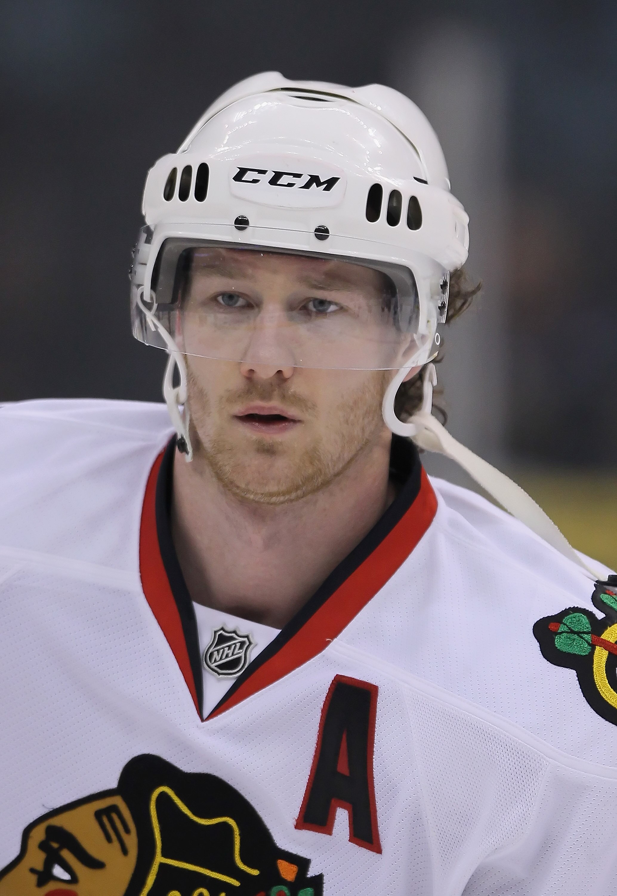 LOS ANGELES, CA - JANUARY 03:  Duncan Keith #2 of the Chicago Blackhawks looks on prior to the start of the game against the Los Angeles Kings at Staples Center on January 3, 2011 in Los Angeles, California. The Blackhawks defeated the Kings 4-3.  (Photo