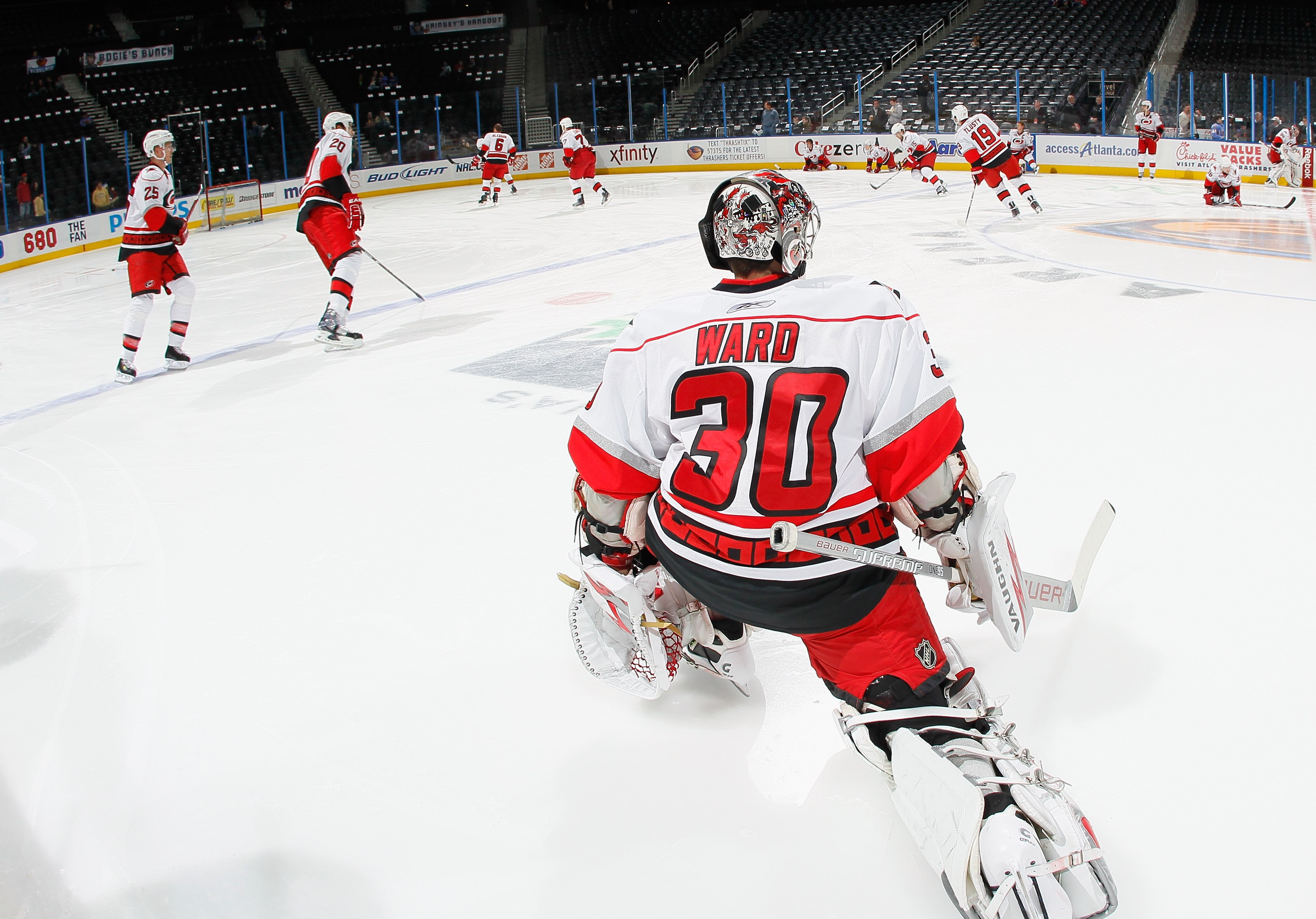 ATLANTA, GA - DECEMBER 16:  Goaltender Cam Ward #30 of the Carolina Hurricanes against the Atlanta Thrashers at Philips Arena on December 16, 2010 in Atlanta, Georgia.  (Photo by Kevin C. Cox/Getty Images)