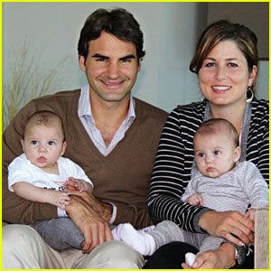 The Federer Twins are now a bit older, and less likely to distract Dad.