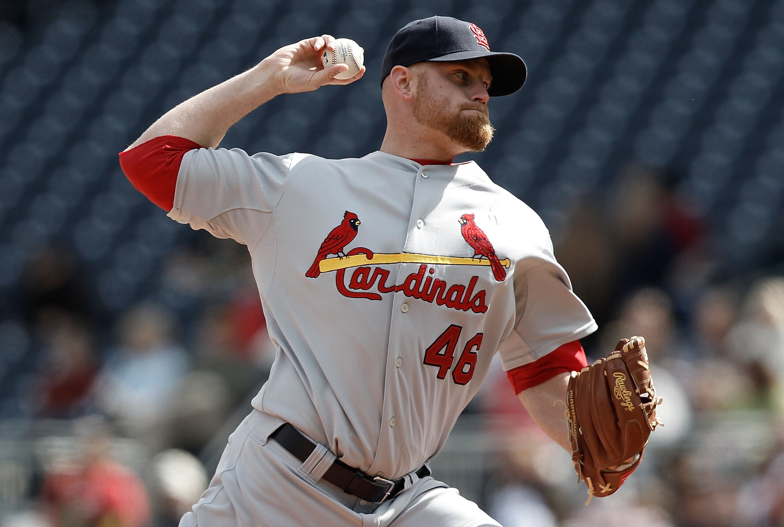 PITTSBURGH - MAY 09:  Kyle McClellan #46 of the St. Louis Cardinals pitches against the Pittsburgh Pirates during the game on May 9, 2010 at PNC Park in Pittsburgh, Pennsylvania.  (Photo by Jared Wickerham/Getty Images)