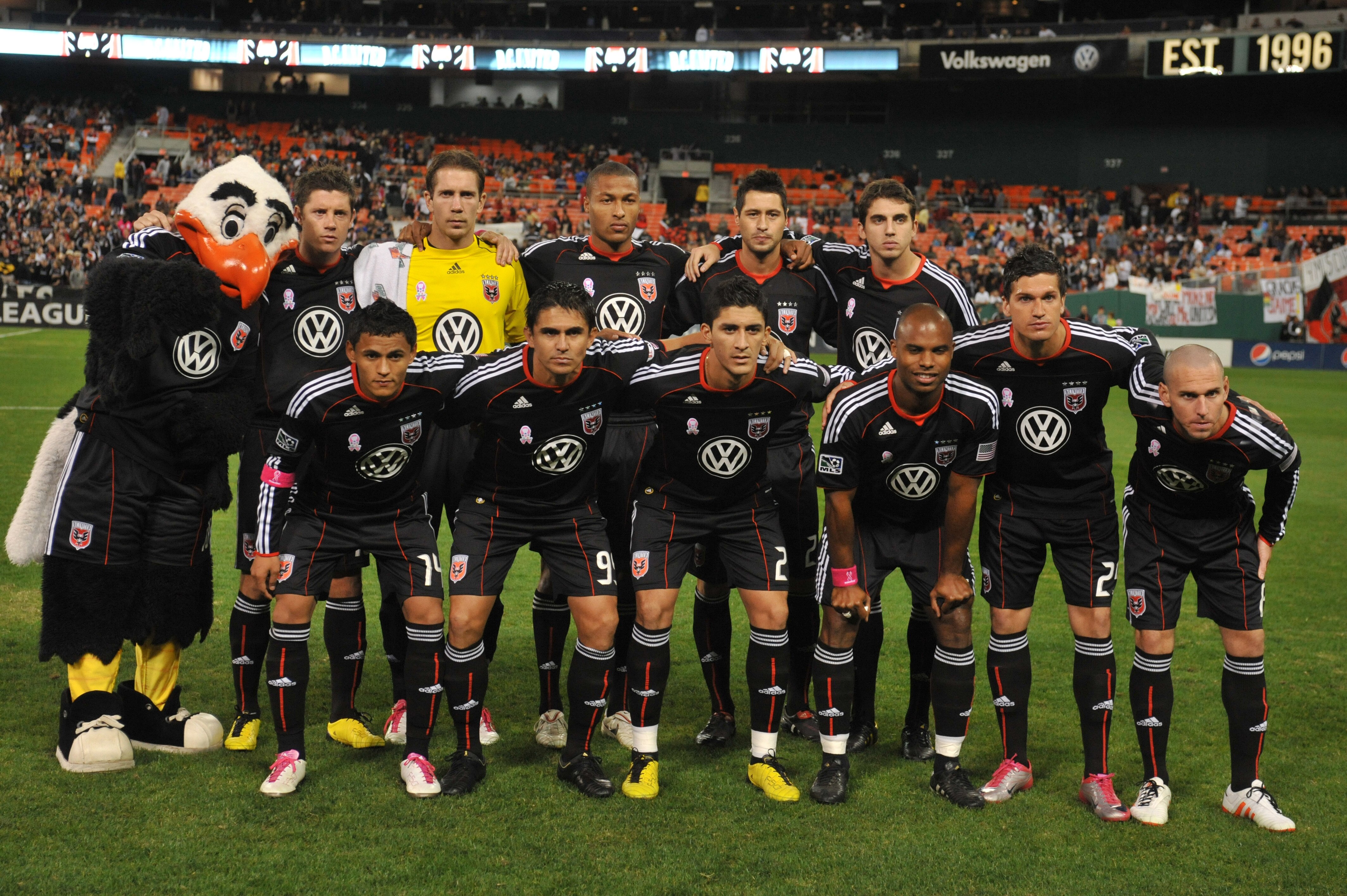 WASHINGTON, DC - OCTOBER 23:  Starters for D.C. United pose for a photo before the game against Toronto FC at RFK Stadium on October 23, 2010 in Washington, DC. Back row (left to right): Devon McTavish, Troy Perkins, Jordan Graye, Branko Boskovic, Dejan J
