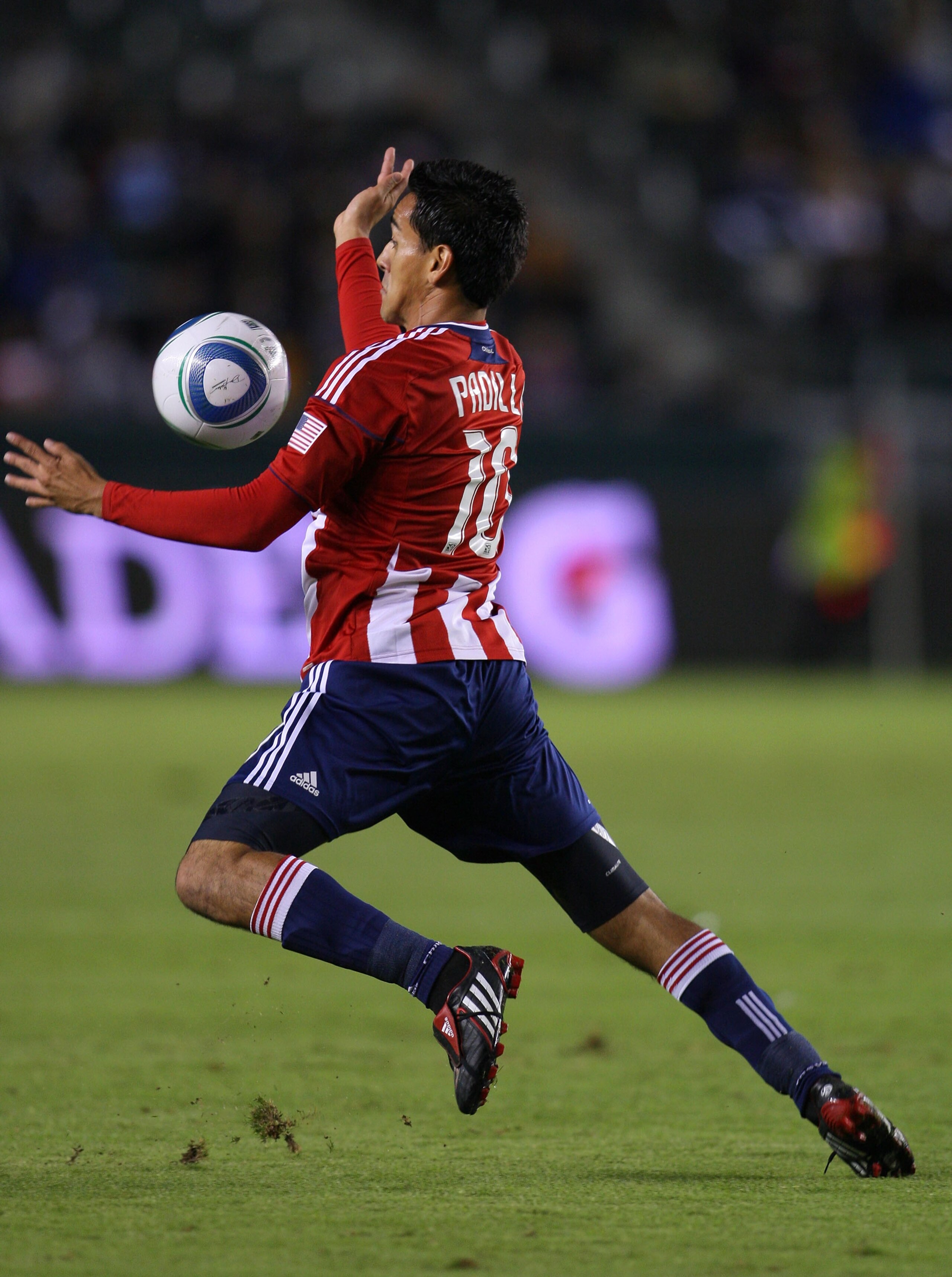CARSON, CA - OCTOBER 23: Jesus Padilla #10 of Chivas USA plays the ball off his chest during the MLS match against the Chicago Fire on October 23, 2010 in Carson, California. The Fire defeated Chivas USA 4-1. (Photo by Victor Decolongon/Getty Images) CARSON, CA - OCTOBER 23: Jesus Padilla #10 of Chivas USA plays the ball off his chest during the MLS match against the Chicago Fire on October 23, 2010 in Carson, California. The Fire defeated Chivas USA 4-1. (Photo by Victor Decolongon/Getty Images)