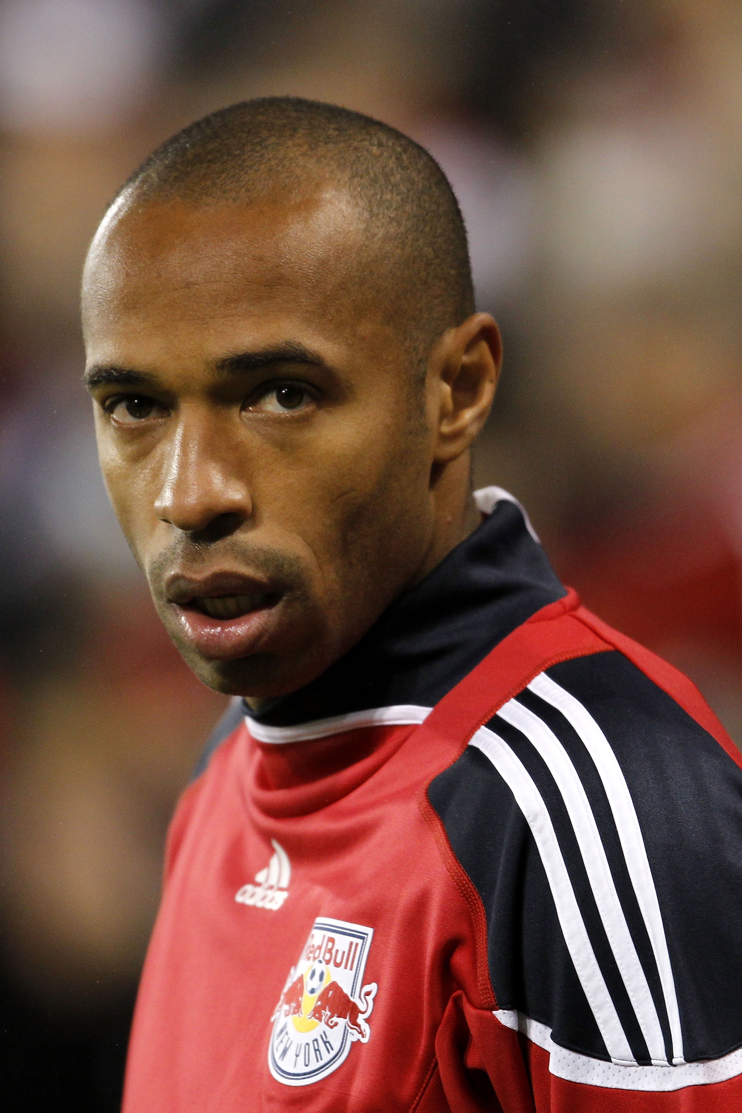 HARRISON, NJ - NOVEMBER 04: Thierry Henry #14 of the New York Red Bulls warms up on the sideline during the game against the San Jose Earthquakes during the second leg of the of the MLS playoffs at Red Bull Arena on November 4, 2010 in Harrison, New Jerse HARRISON, NJ - NOVEMBER 04: Thierry Henry #14 of the New York Red Bulls warms up on the sideline during the game against the San Jose Earthquakes during the second leg of the of the MLS playoffs at Red Bull Arena on November 4, 2010 in Harrison, New Jerse