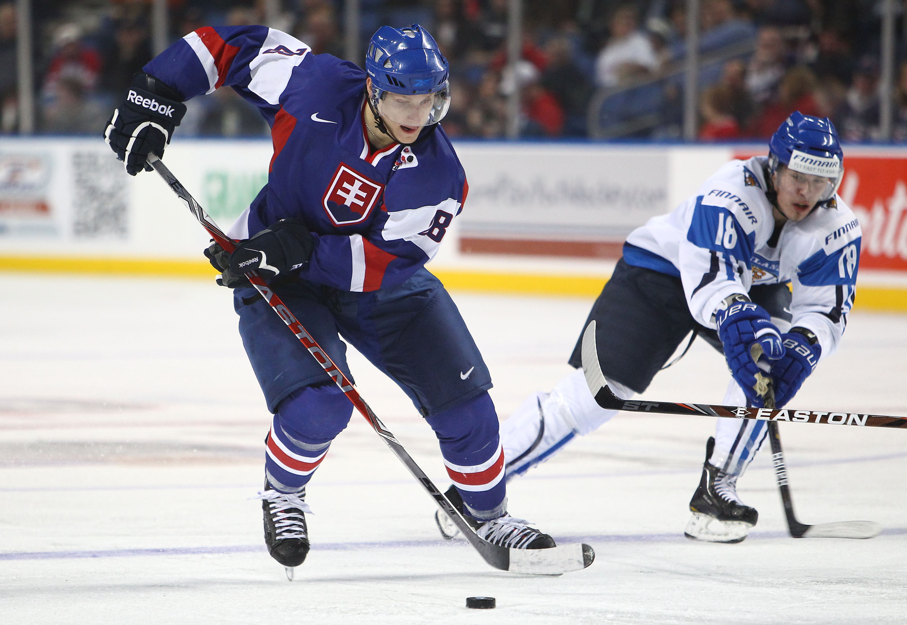 BUFFALO, NY - DECEMBER 31: Forward Richard Panik #28 of Slovakia carries the puck during the 2011 IIHF World U20 Championship game between Slovakia and Finland on December 31, 2010 at HSBC Arena in Buffalo, New York. (Photo by Tom Szczerbowski/Getty Image