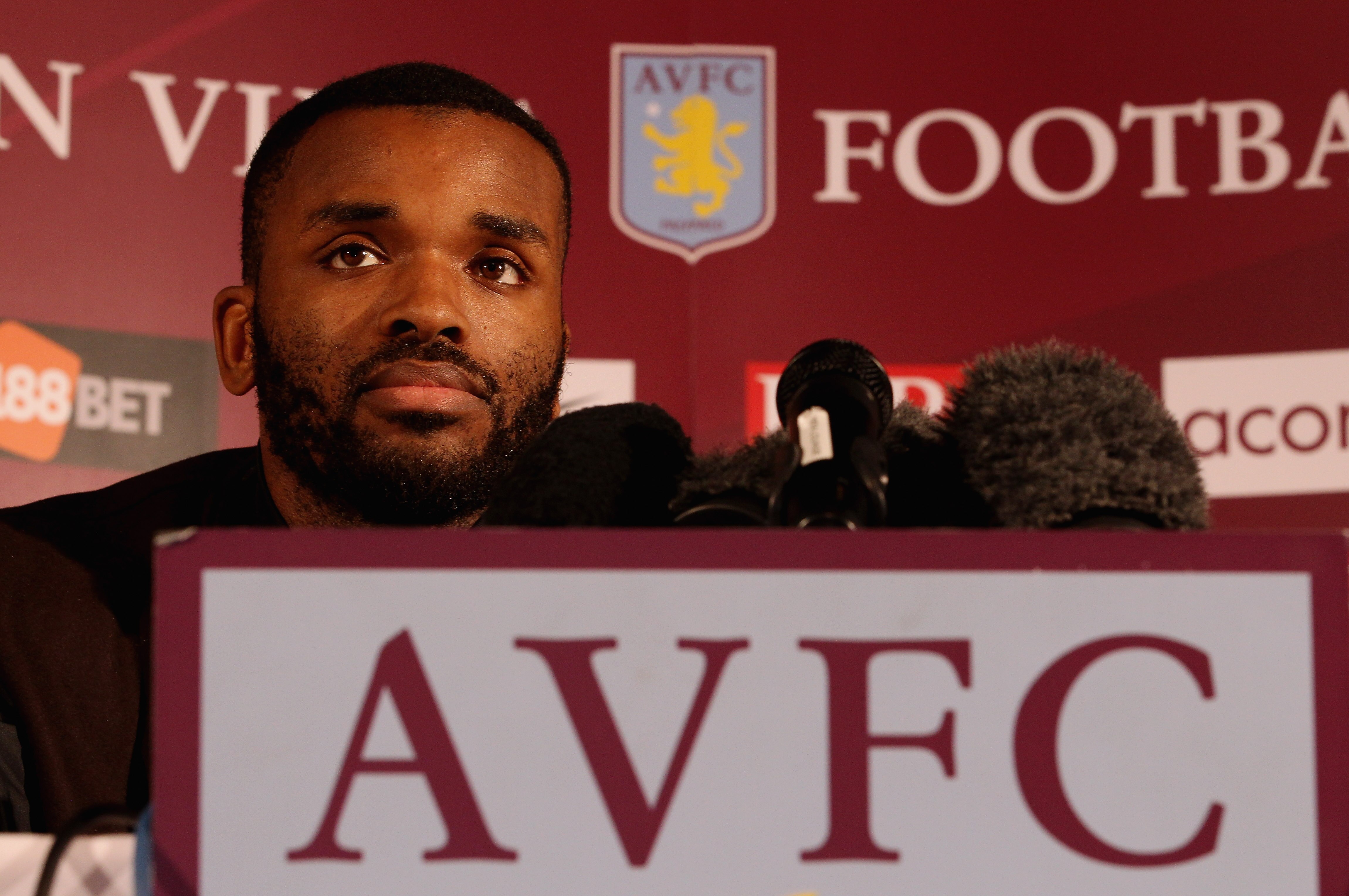 BIRMINGHAM, ENGLAND - JANUARY 18:  Darren Bent speaks to the media during a press conference to announce him signing for Aston Villa at Villa Park on January 18, 2011 in Birmingham, England.  (Photo by Scott Heavey/Getty Images)