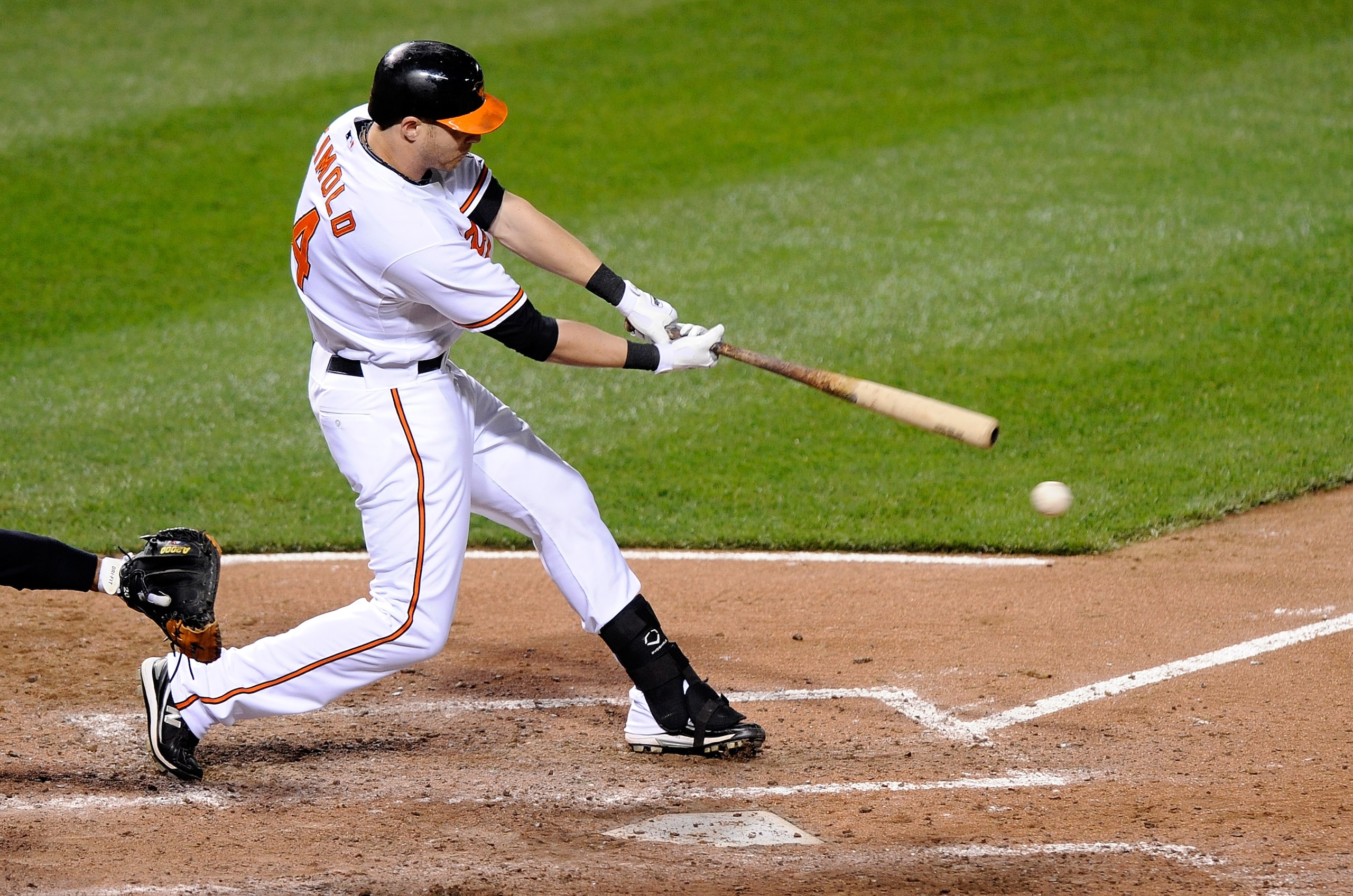 BALTIMORE - APRIL 27: Nolan Reimold #14 of the Baltimore Orioles hits a single in the sixth inning against the New York Yankees at Camden Yards on April 27, 2010 in Baltimore, Maryland. (Photo by Greg Fiume/Getty Images) BALTIMORE - APRIL 27: Nolan Reimold #14 of the Baltimore Orioles hits a single in the sixth inning against the New York Yankees at Camden Yards on April 27, 2010 in Baltimore, Maryland. (Photo by Greg Fiume/Getty Images)