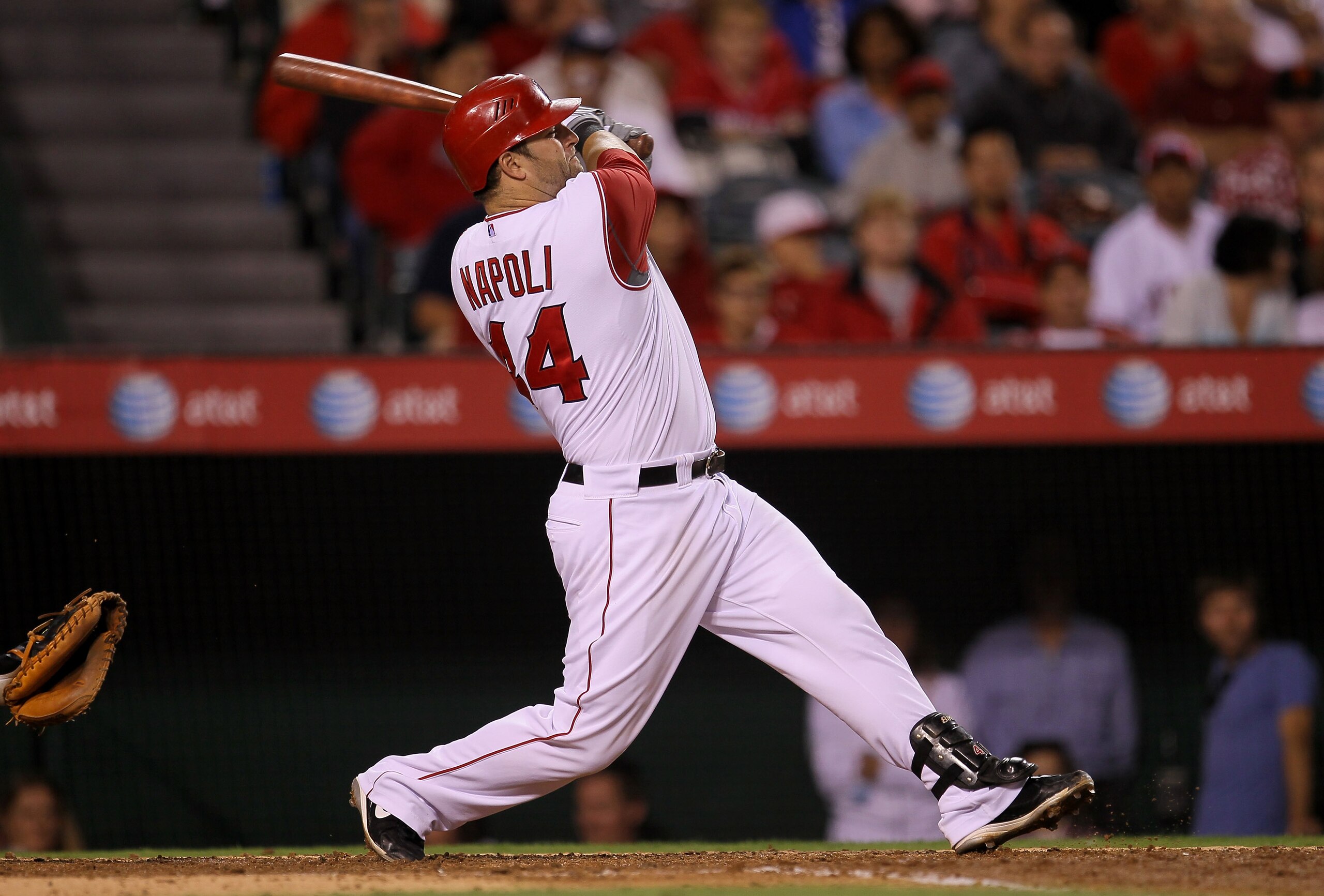 ANAHEIM, CA - SEPTEMBER 06: Mike Napoli of the Los Angeles Angels of Anaheim bats against the Cleveland Indians on September 6, 2010 at Angel Stadium in Anaheim, California. (Photo by Stephen Dunn/Getty Images) ANAHEIM, CA - SEPTEMBER 06: Mike Napoli of the Los Angeles Angels of Anaheim bats against the Cleveland Indians on September 6, 2010 at Angel Stadium in Anaheim, California. (Photo by Stephen Dunn/Getty Images)