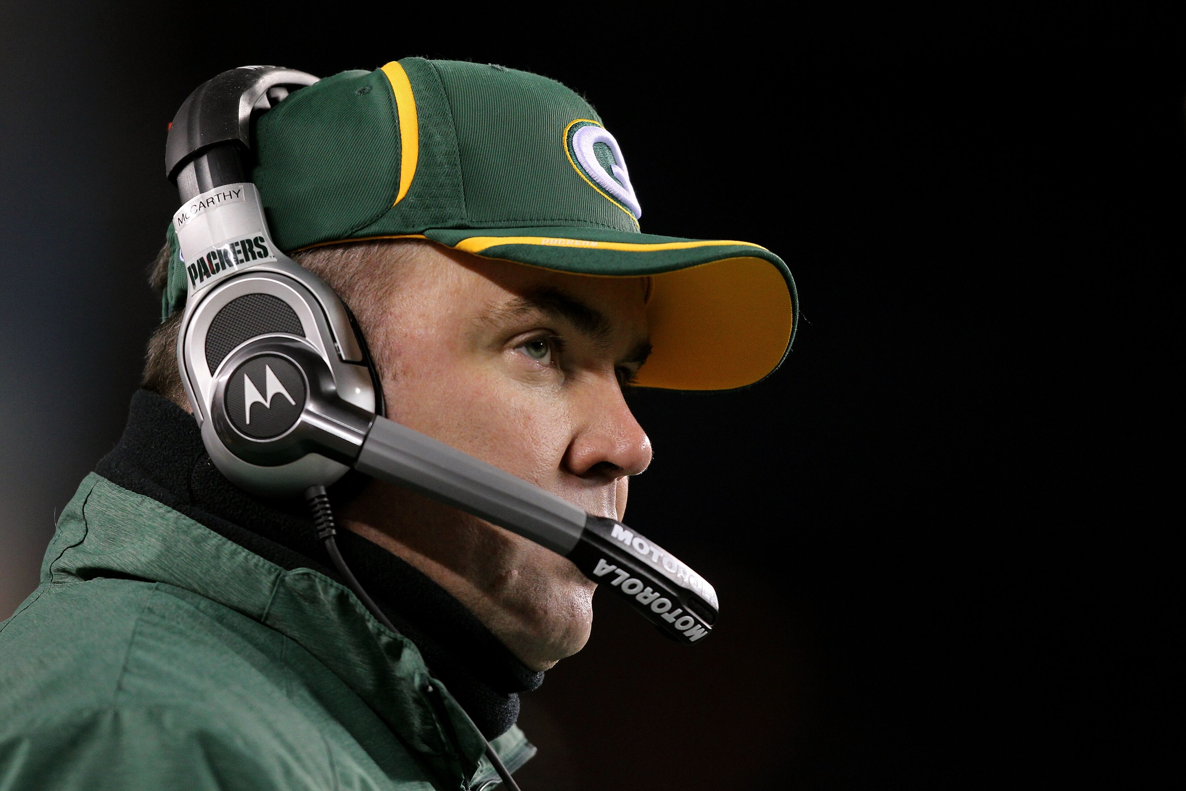 PHILADELPHIA, PA - JANUARY 09: Head coach Mike McCarthy of the Green Bay Packers looks on during their game against the Philadelphia Eagles during the 2011 NFC wild card playoff game at Lincoln Financial Field on January 9, 2011 in Philadelphia, Pennsylv PHILADELPHIA, PA - JANUARY 09: Head coach Mike McCarthy of the Green Bay Packers looks on during their game against the Philadelphia Eagles during the 2011 NFC wild card playoff game at Lincoln Financial Field on January 9, 2011 in Philadelphia, Pennsylv